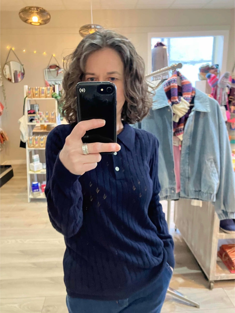 Fransa Pointella sweater in night sky navy - [shop_name Strathaven] [womens clothing]