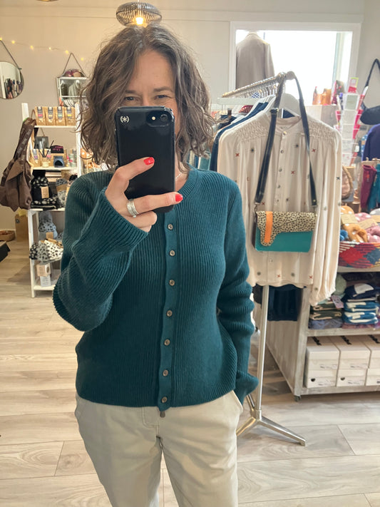 Nomads teal ribbed cardigan