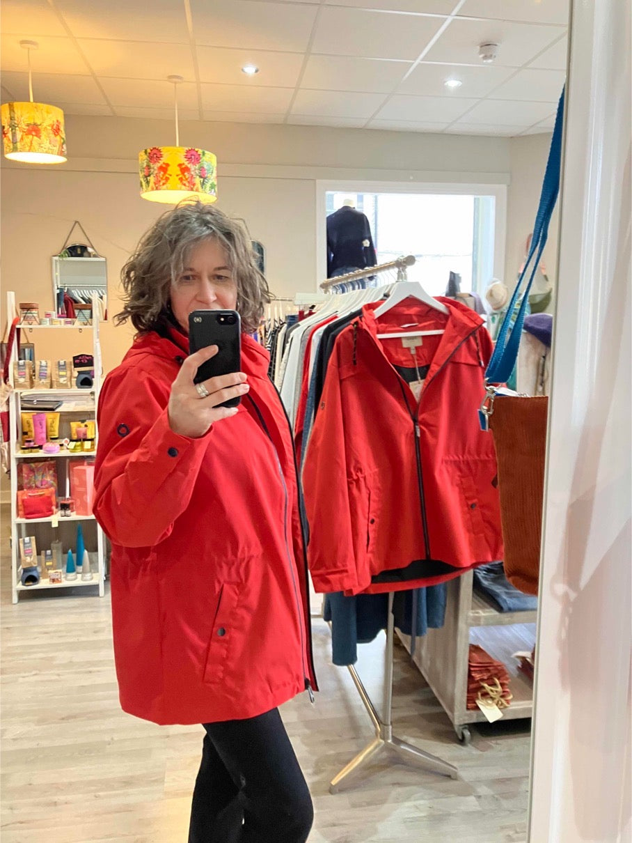 Fransa Pafasa rain jacket in poinsettia red
