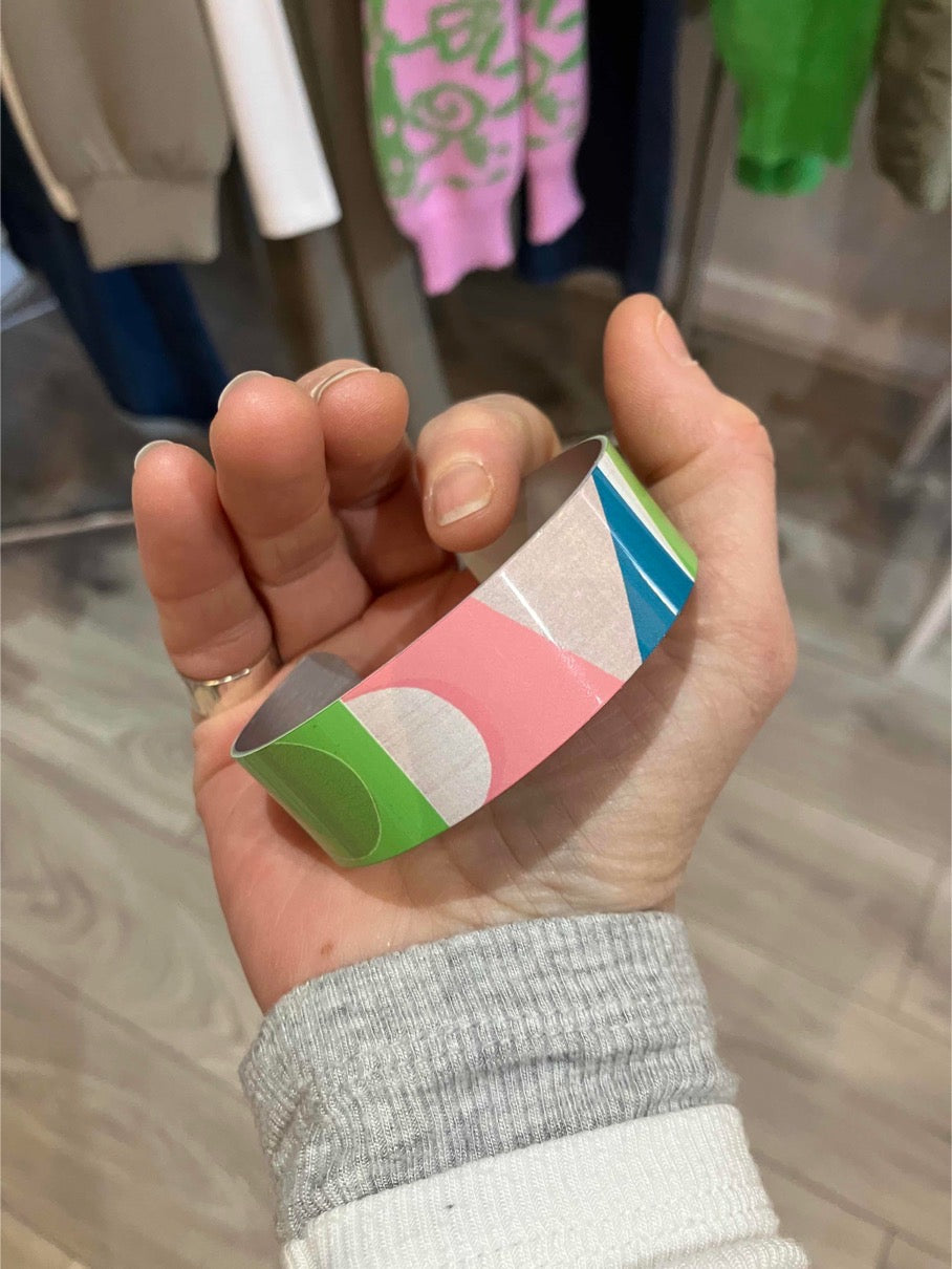 Jenni Douglas pink and green tone cuff - [shop_name Strathaven] [womens clothing]
