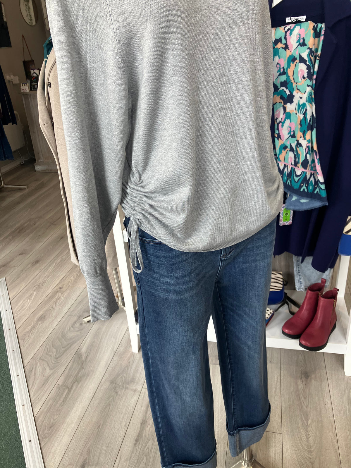 Soya Concept Dollie light grey top with side tie detail - [shop_name Strathaven] [womens clothing]