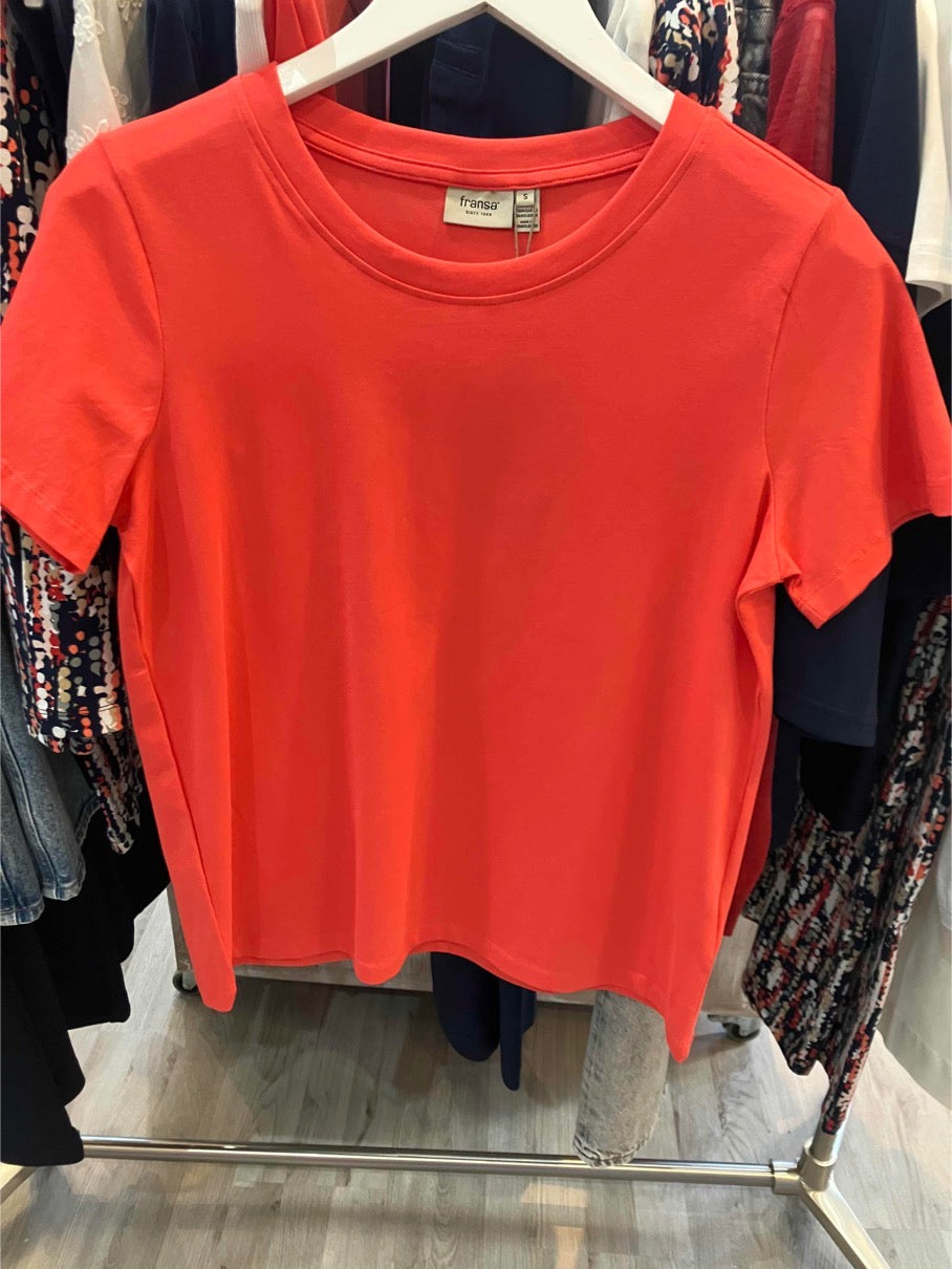 Fransa cotton Zashoulder tee in cayenne