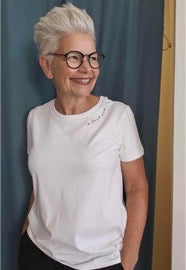 Fransa Zashoulder tee in white