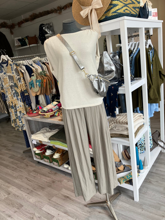Yaya sleeveless sweater with buttons down the back in beige