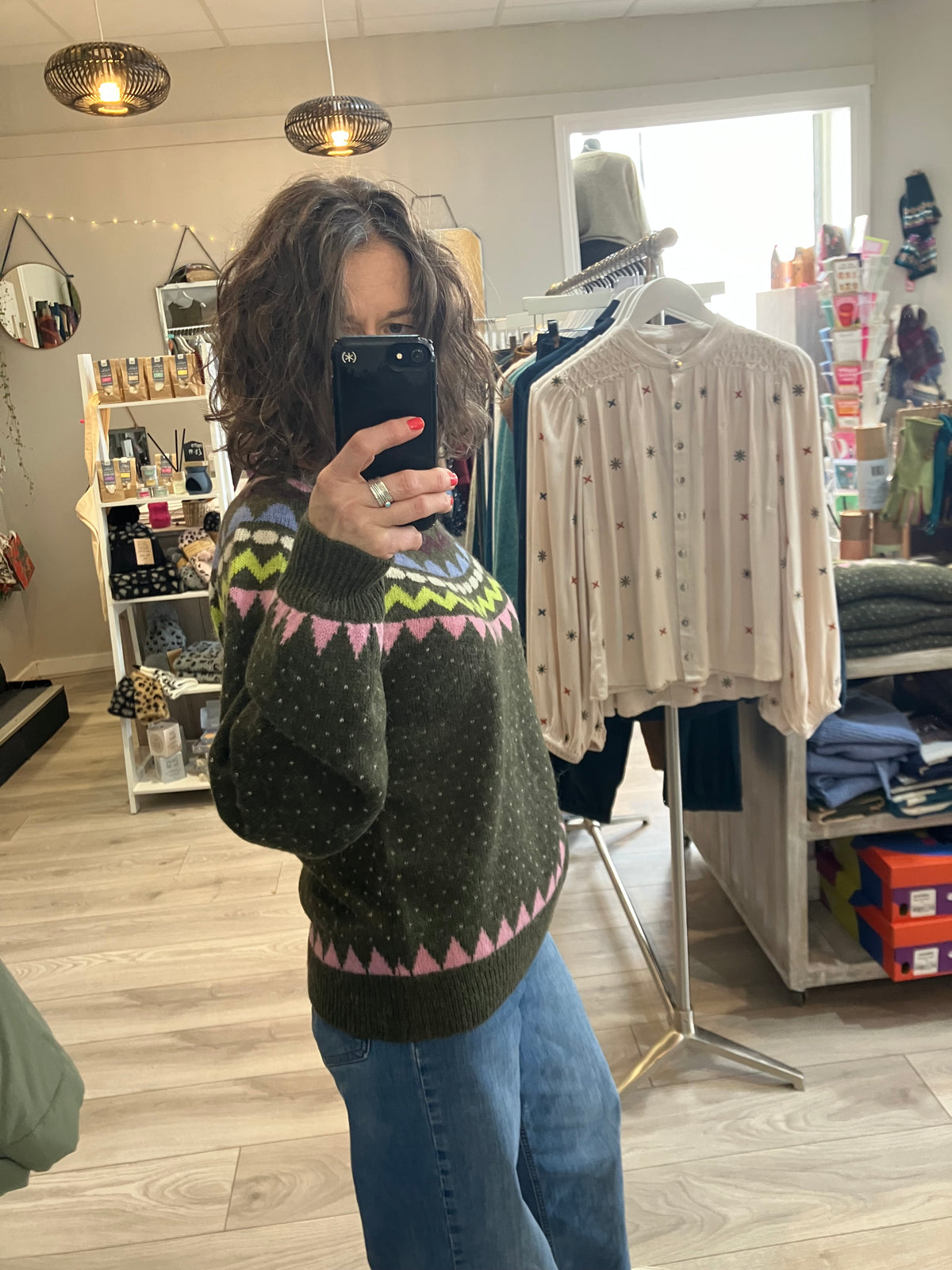 Numph Nuolanda sweater in forest night