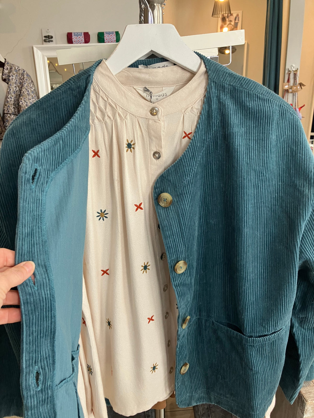 Nomads embroidered tuck detail shirt in wax - [shop_name Strathaven] [womens clothing]