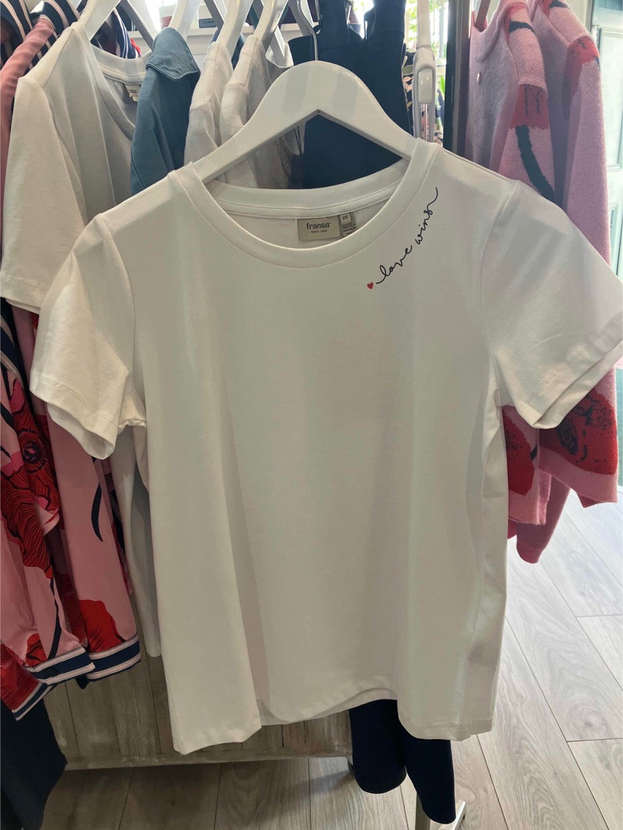 Fransa Zashoulder tee in white