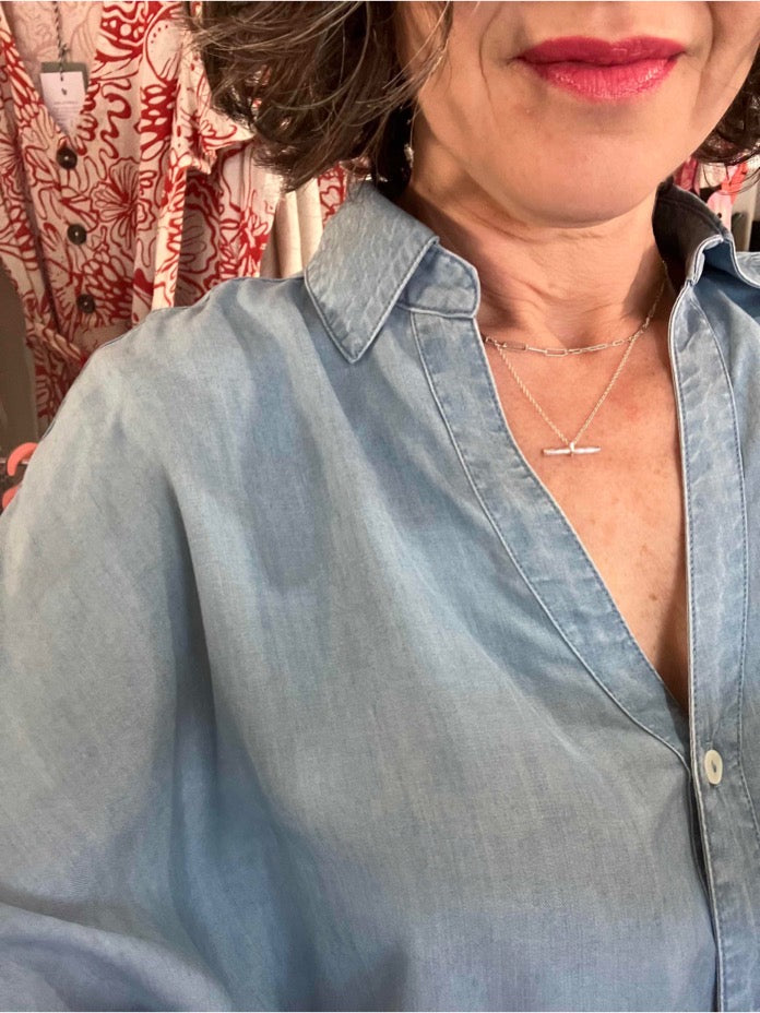 Yaya light weight chambray blouse