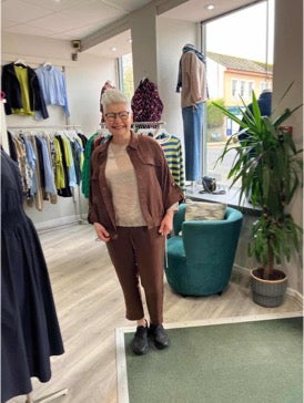 Yest Isadora drawstring top in light taupe - [shop_name Strathaven] [womens clothing]