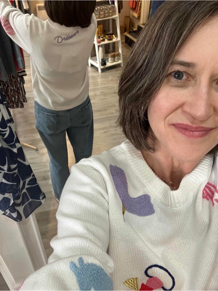 Numph Nudeborah white sweater with textured details