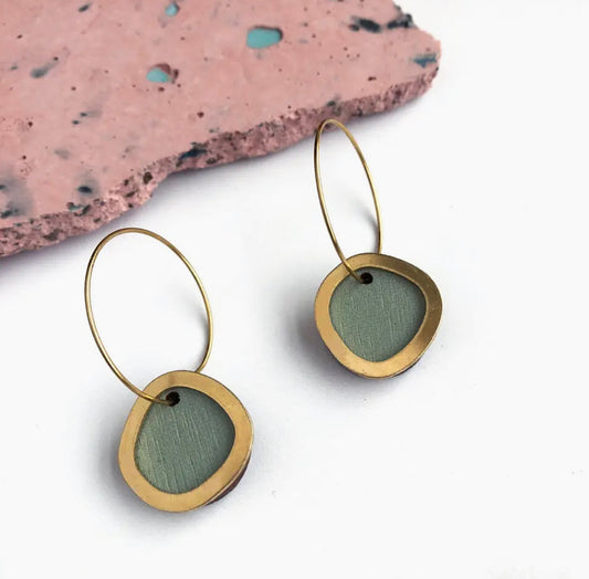Mica Peet Coloured circle gold hoops in mint