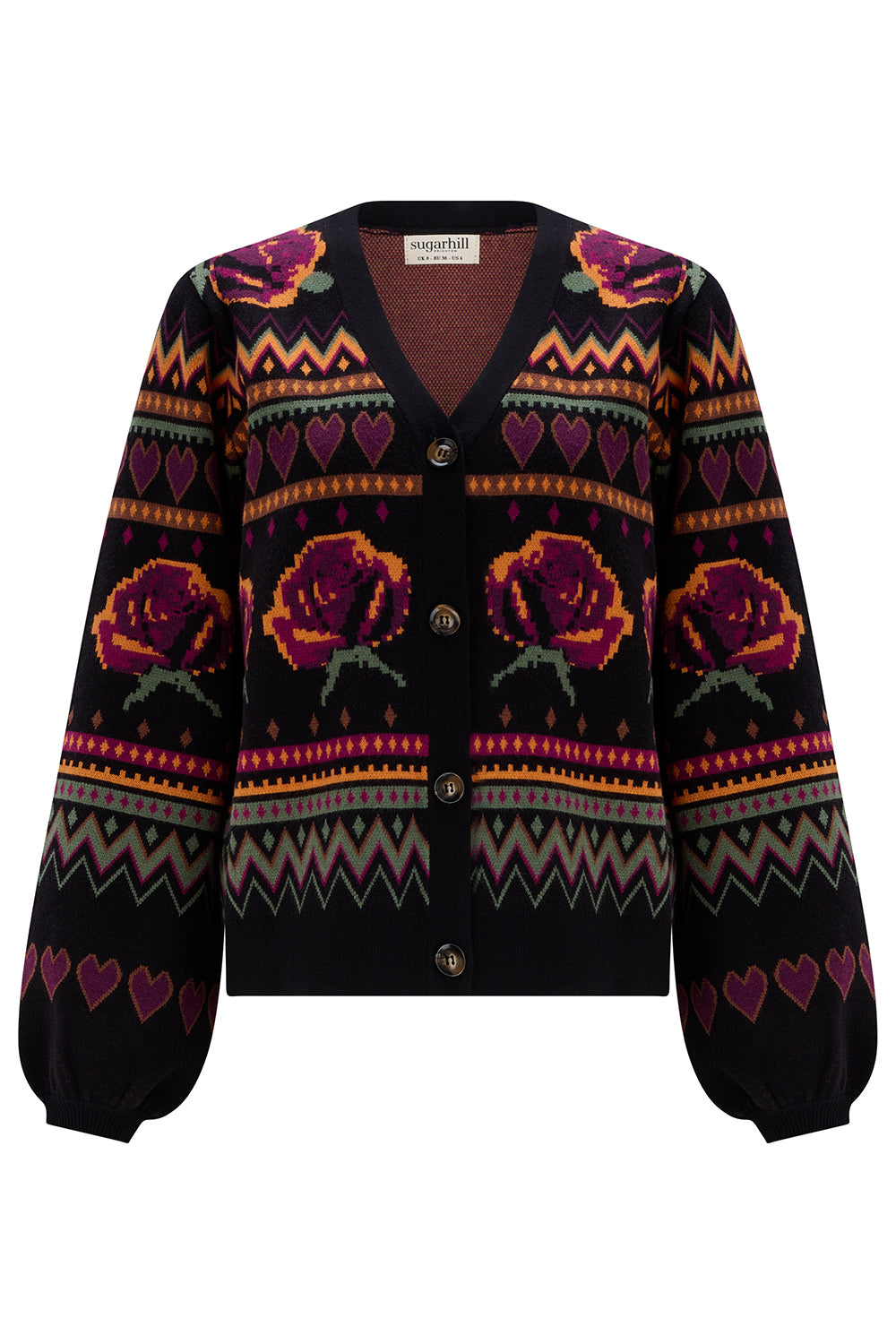 Sugarhill Brighton Adrian cardigan with wild roses - [shop_name Strathaven] [womens clothing]