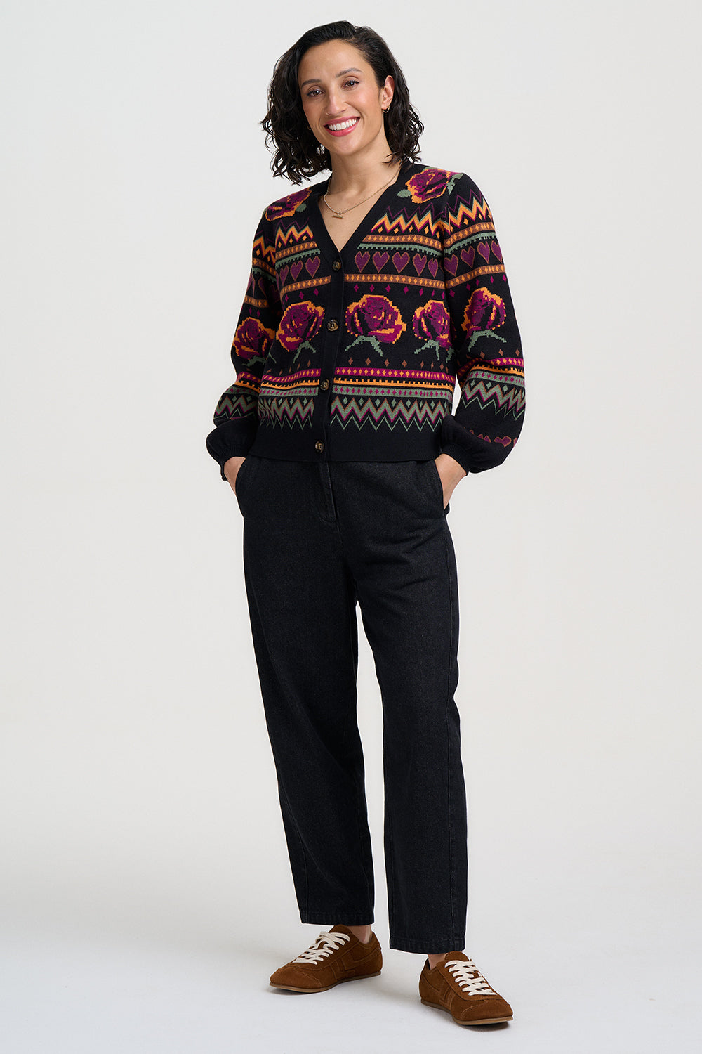 Sugarhill Brighton Adrian cardigan with wild roses - [shop_name Strathaven] [womens clothing]