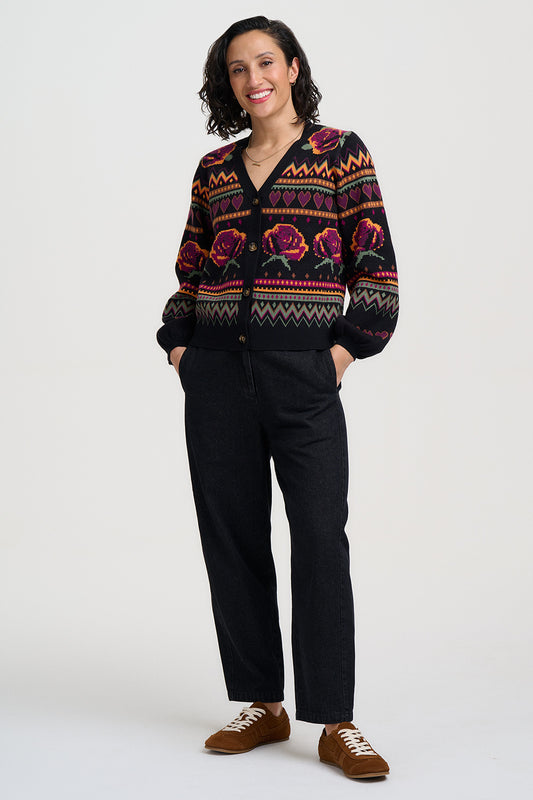 Sugarhill Brighton Adrian cardigan with wild roses - [shop_name Strathaven] [womens clothing]