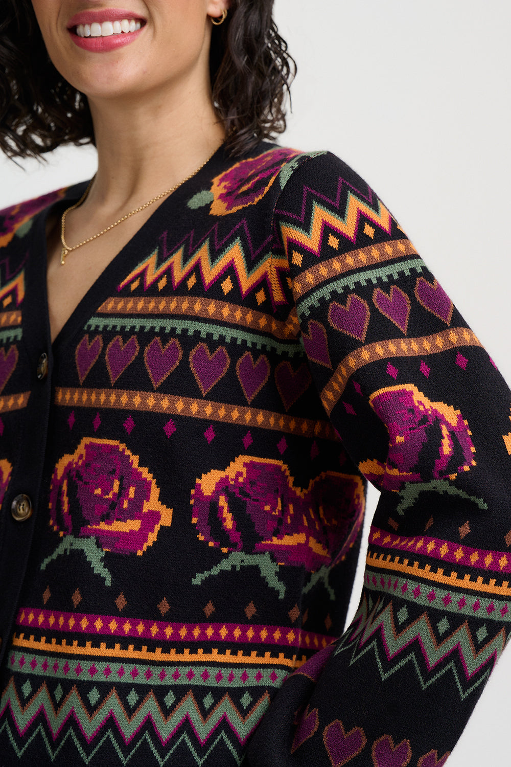 Sugarhill Brighton Adrian cardigan with wild roses - [shop_name Strathaven] [womens clothing]