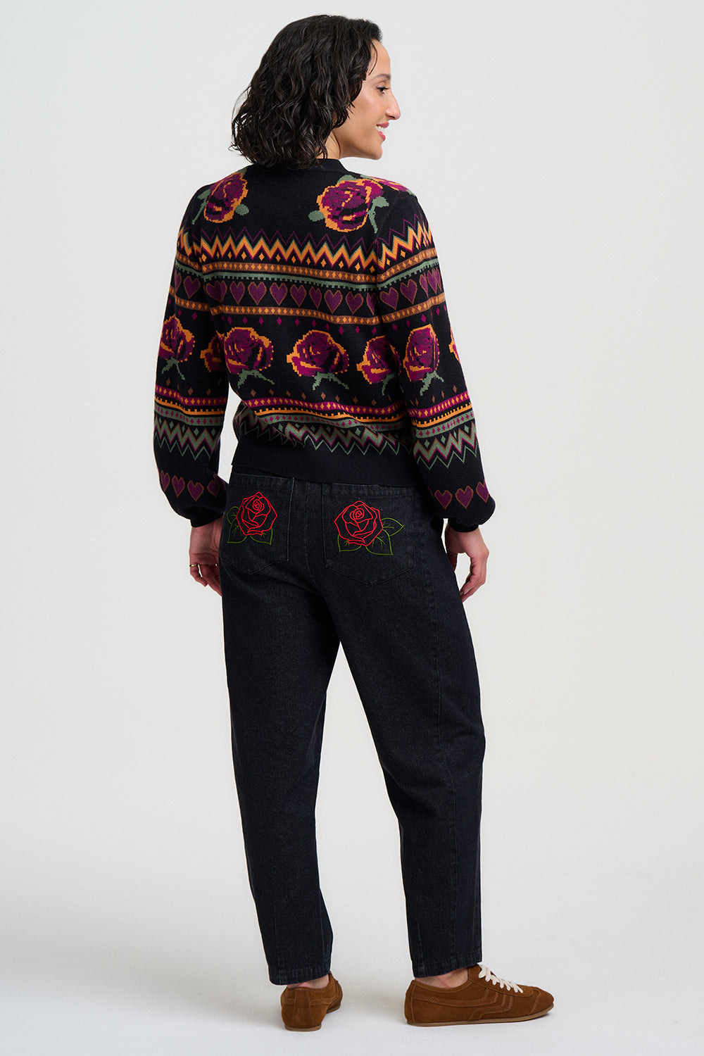 Sugarhill Brighton Adrian cardigan with wild roses - [shop_name Strathaven] [womens clothing]