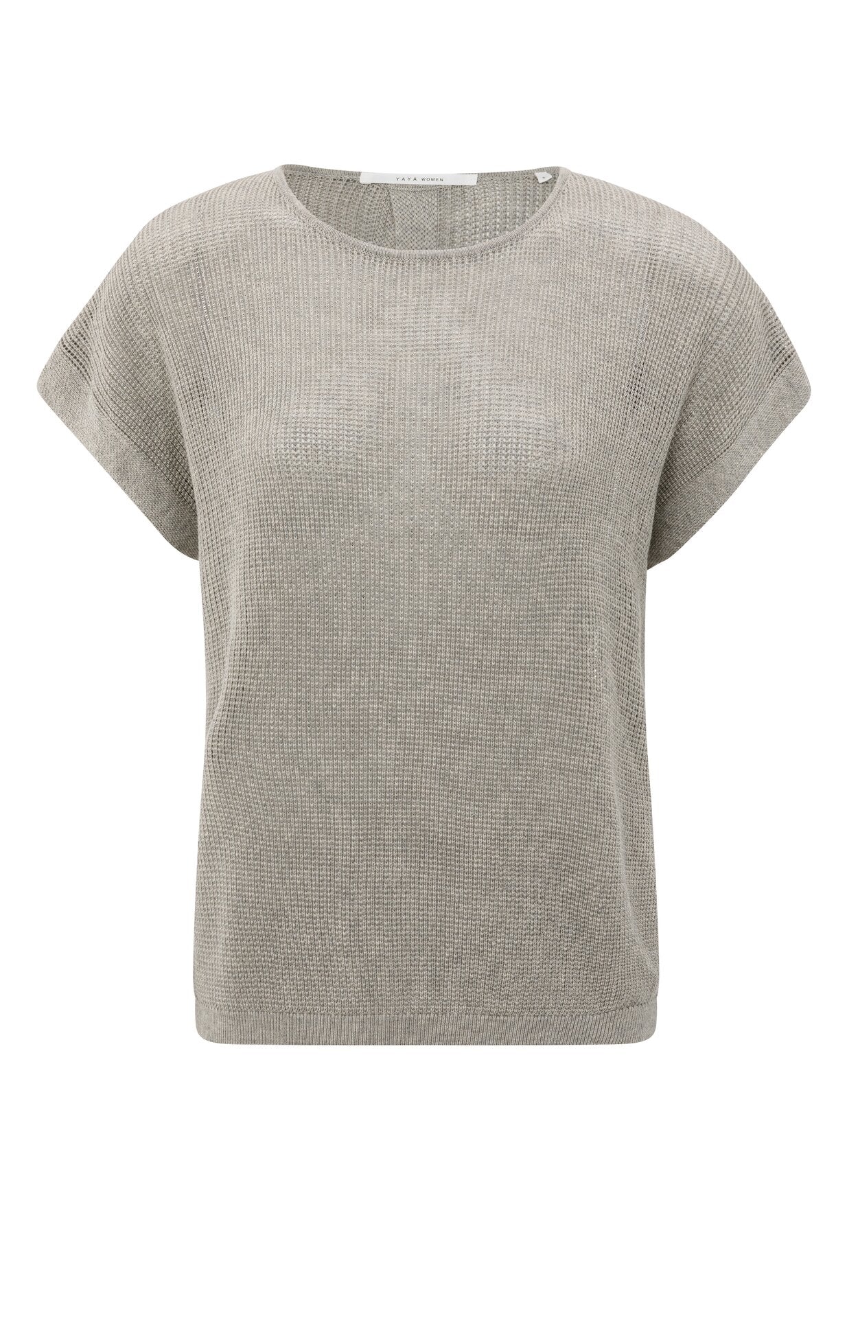 Yaya knit top with button detail in brownish grey