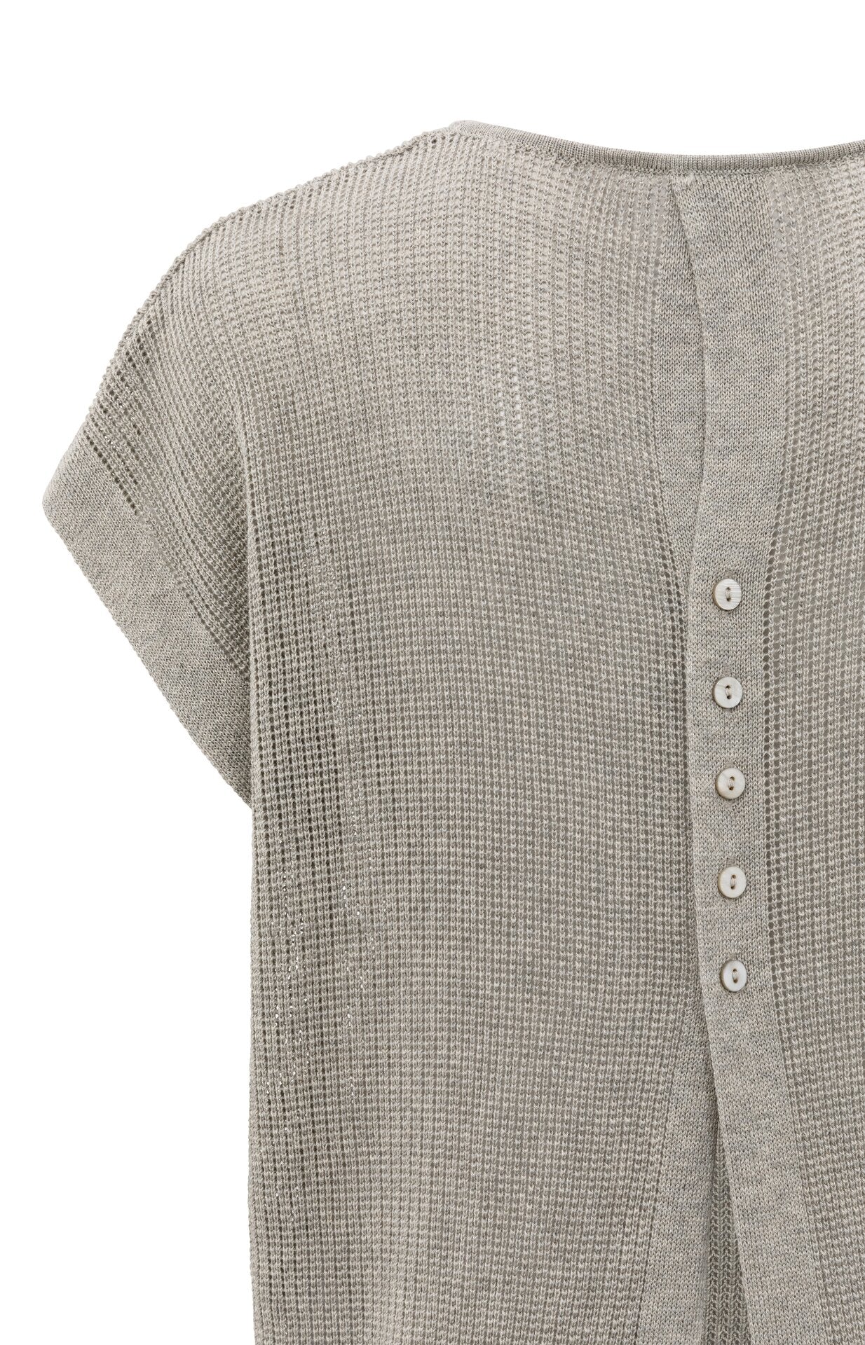 Yaya knit top with button detail in brownish grey