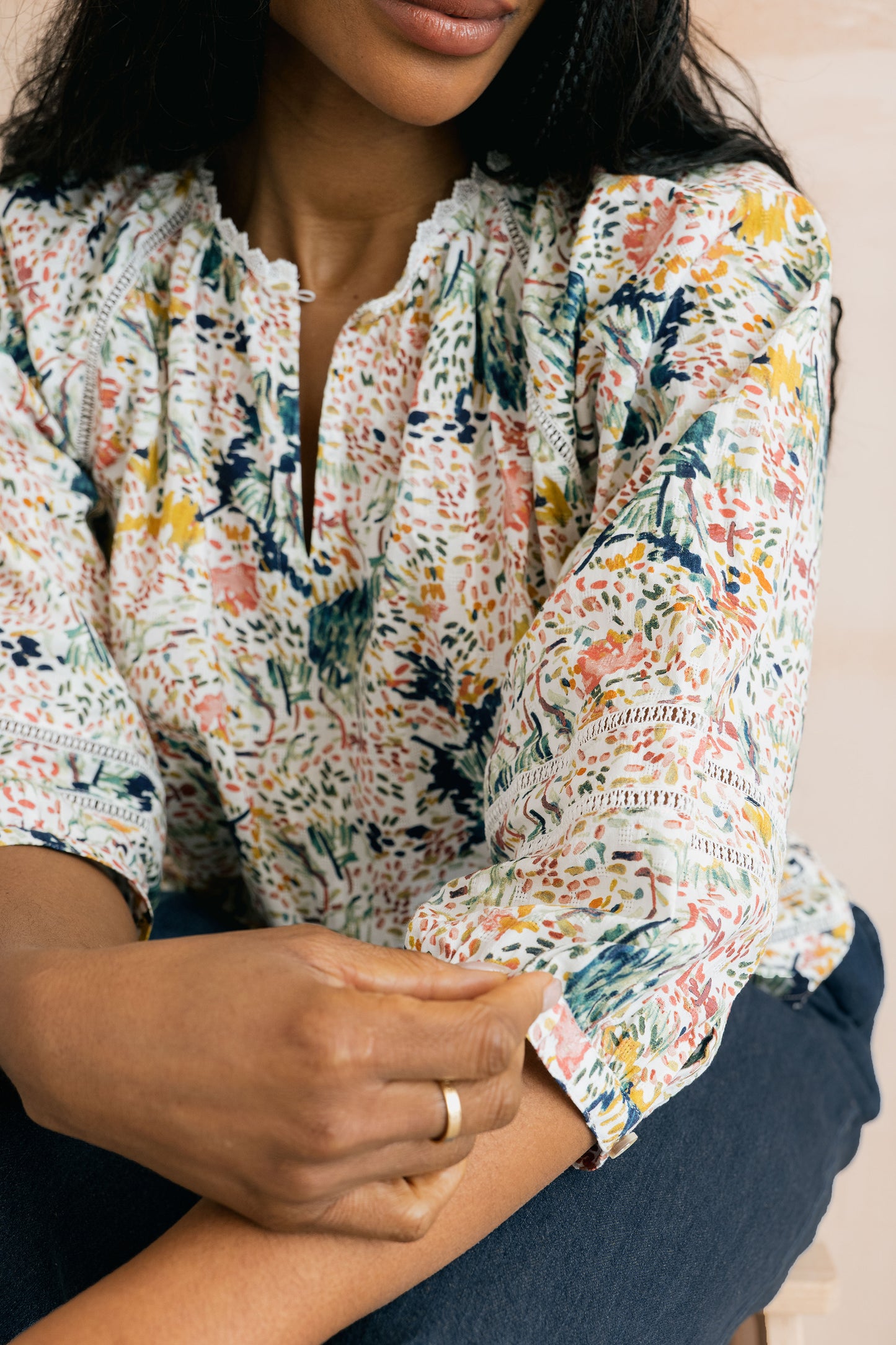 Lily & Me Zoe three quarter sleeve blouse in ecru - [shop_name Strathaven] [womens clothing]