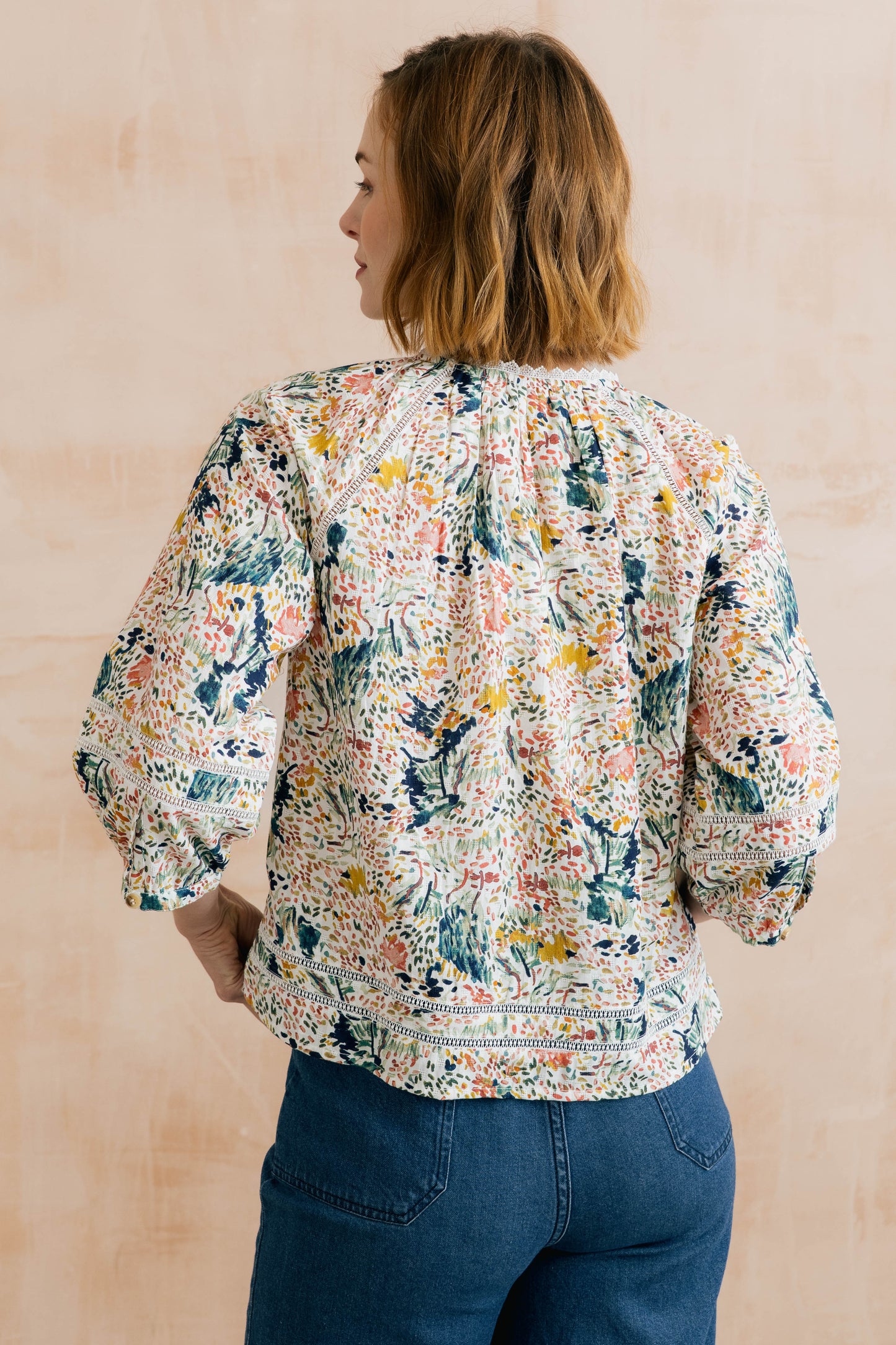 Lily & Me Zoe three quarter sleeve blouse in ecru - [shop_name Strathaven] [womens clothing]