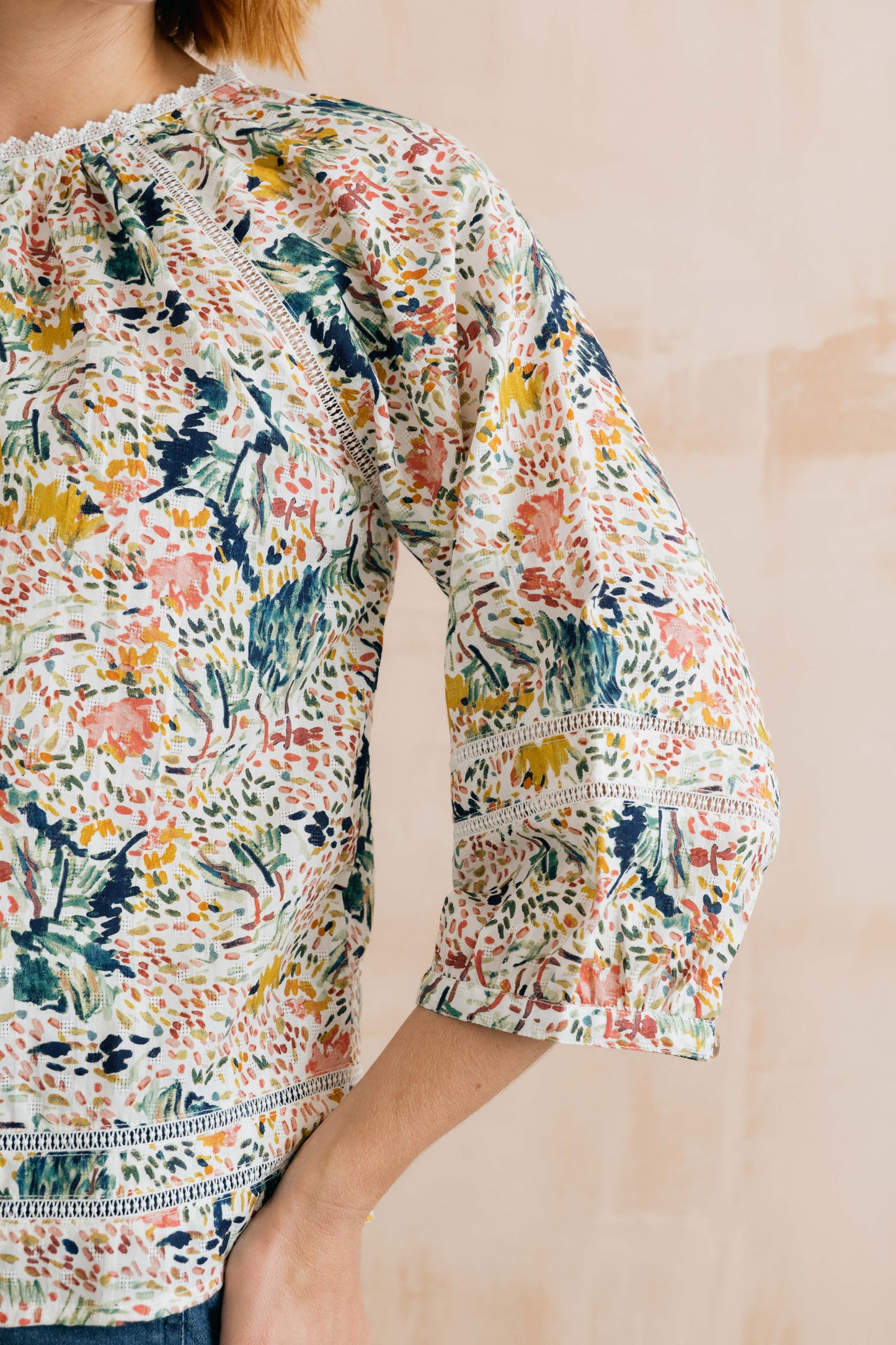 Lily & Me Zoe three quarter sleeve blouse in ecru - [shop_name Strathaven] [womens clothing]