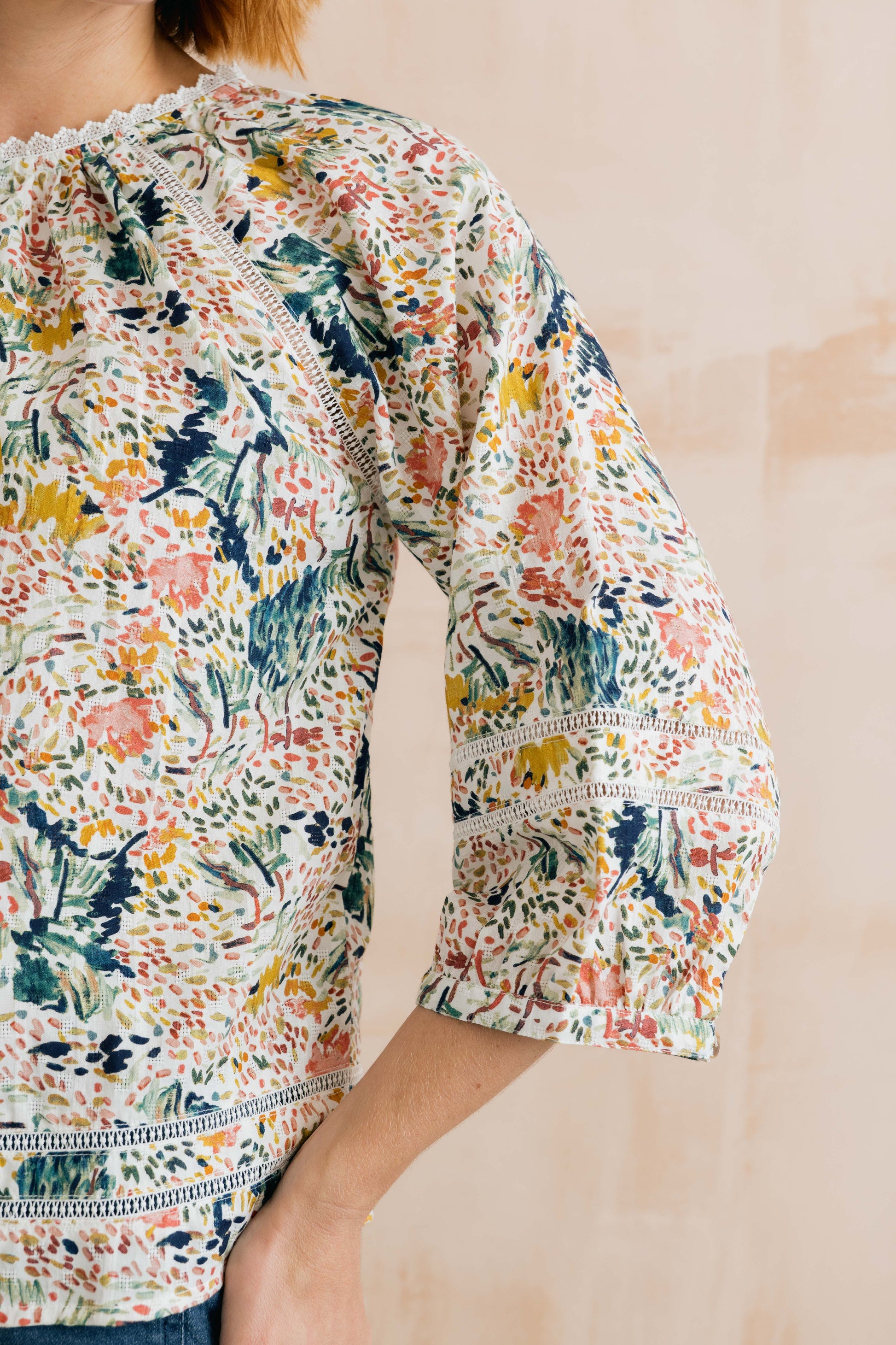 Lily & Me Zoe three quarter sleeve blouse in ecru - [shop_name Strathaven] [womens clothing]