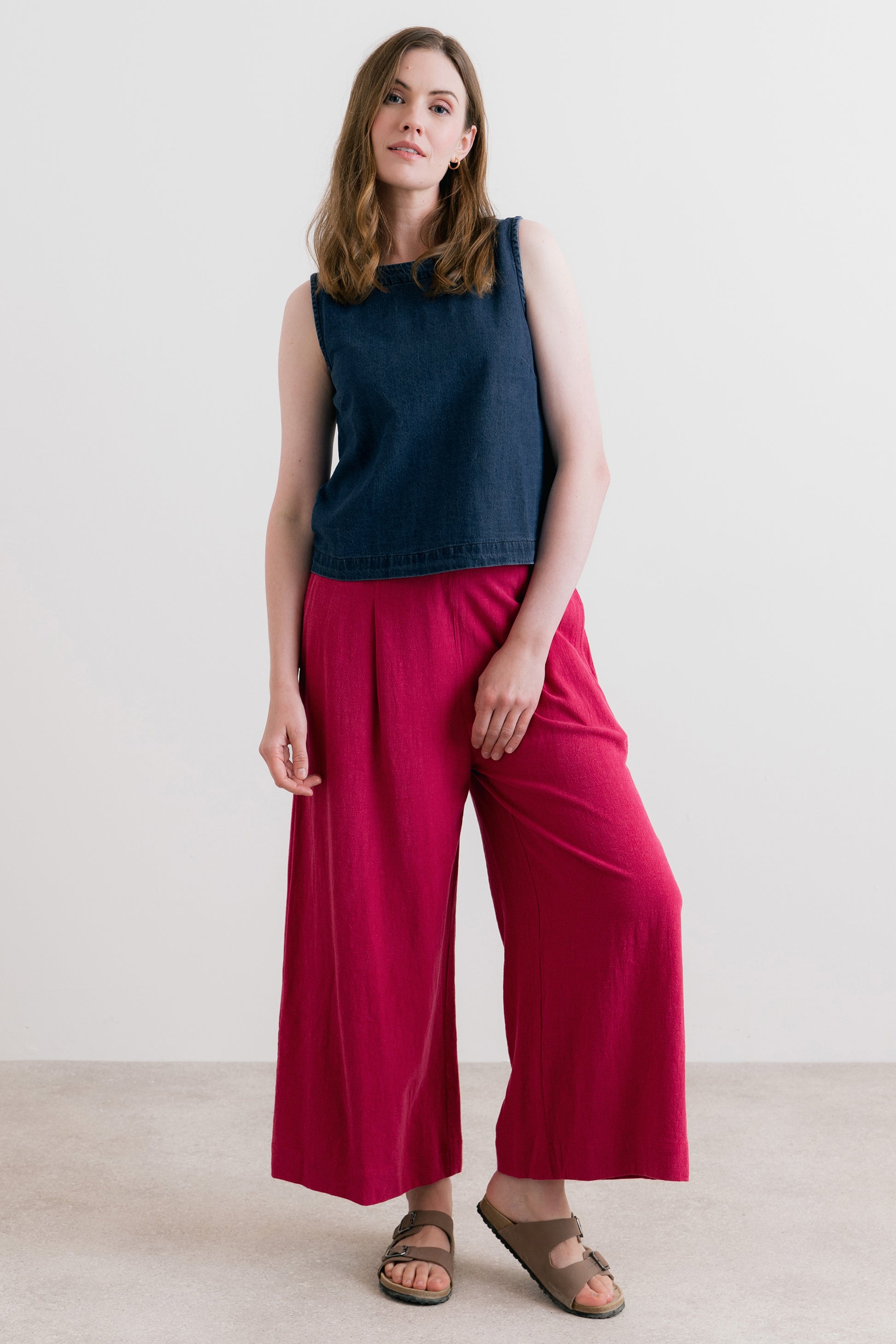 Lily & Me Cora two way vest plain denim blue - [shop_name Strathaven] [womens clothing]