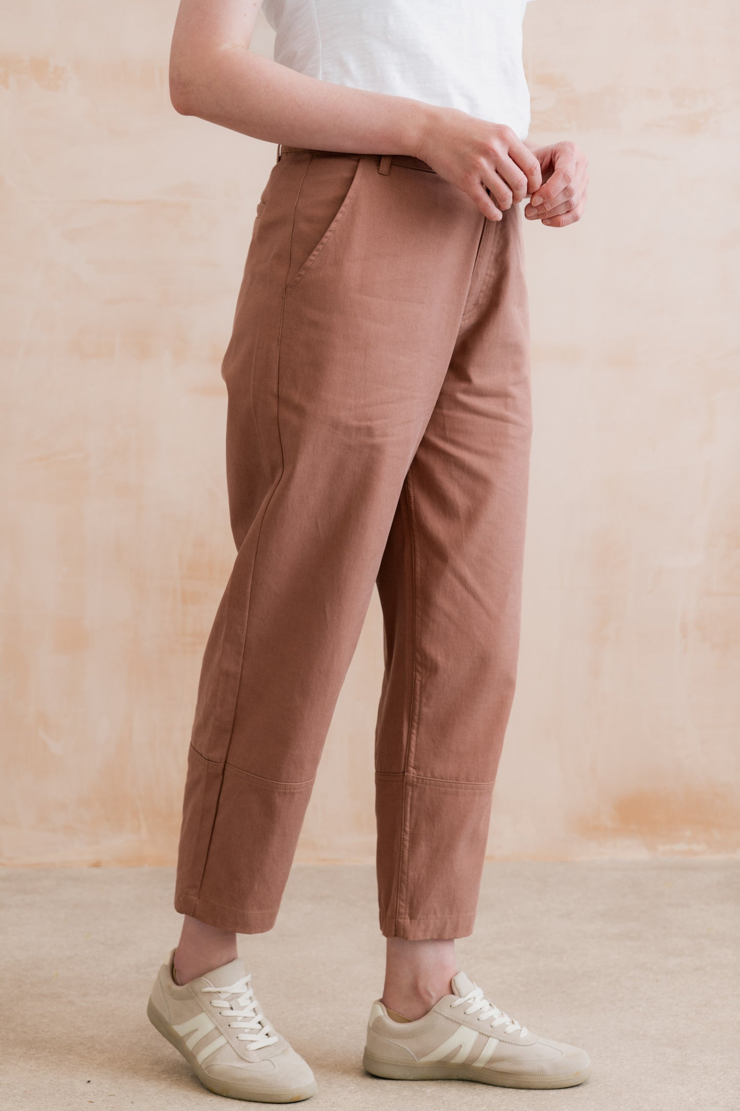 Lily & Me Clarisa tapered trouser in tencel antique pink - [shop_name Strathaven] [womens clothing]