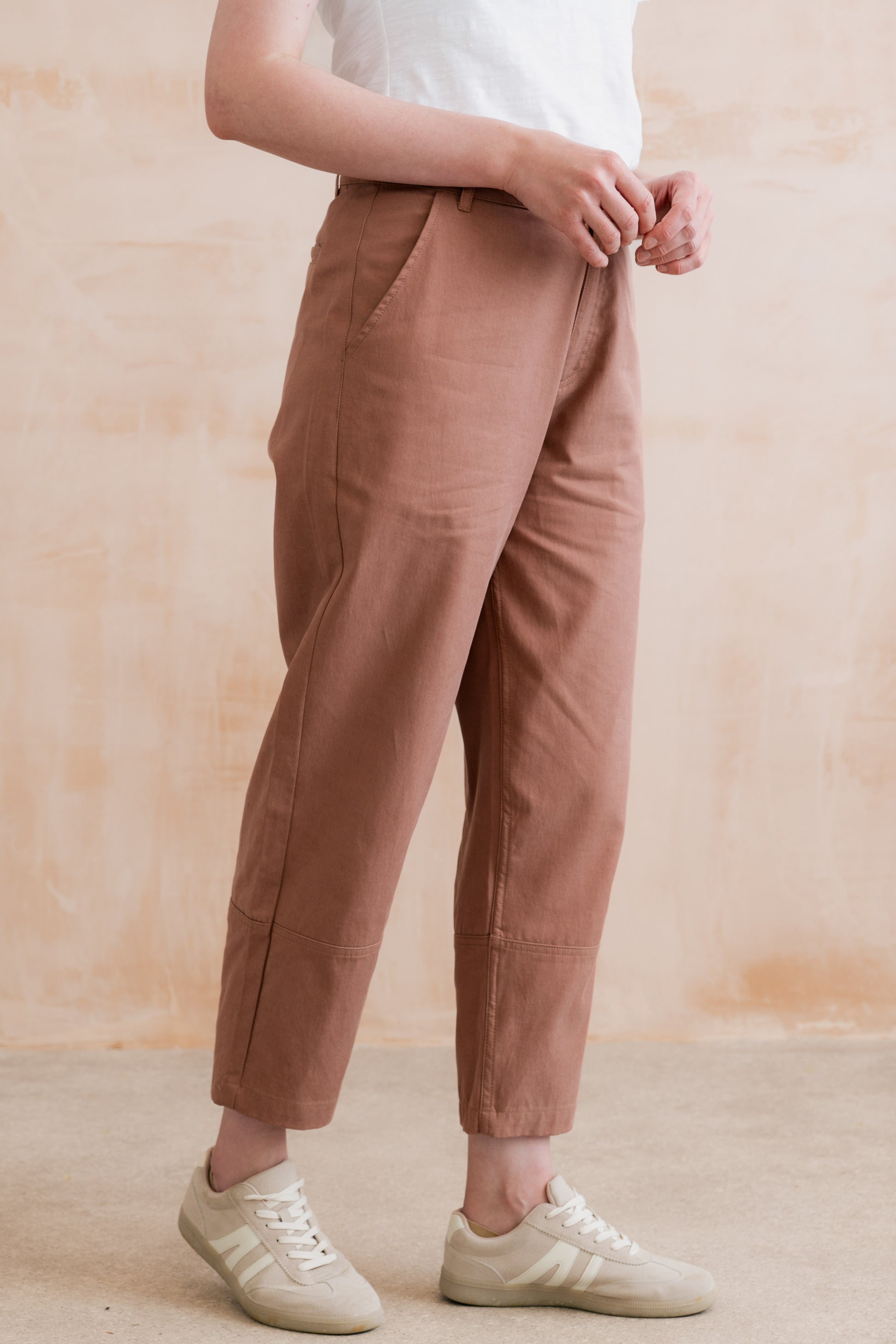 Lily & Me Clarisa tapered trouser in tencel antique pink - [shop_name Strathaven] [womens clothing]