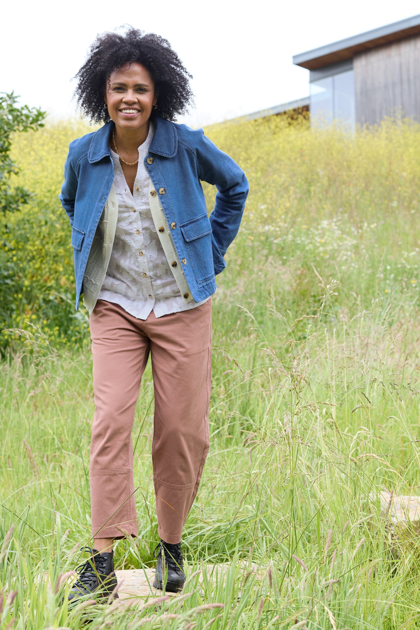 Lily & Me Clarisa tapered trouser in tencel antique pink - [shop_name Strathaven] [womens clothing]
