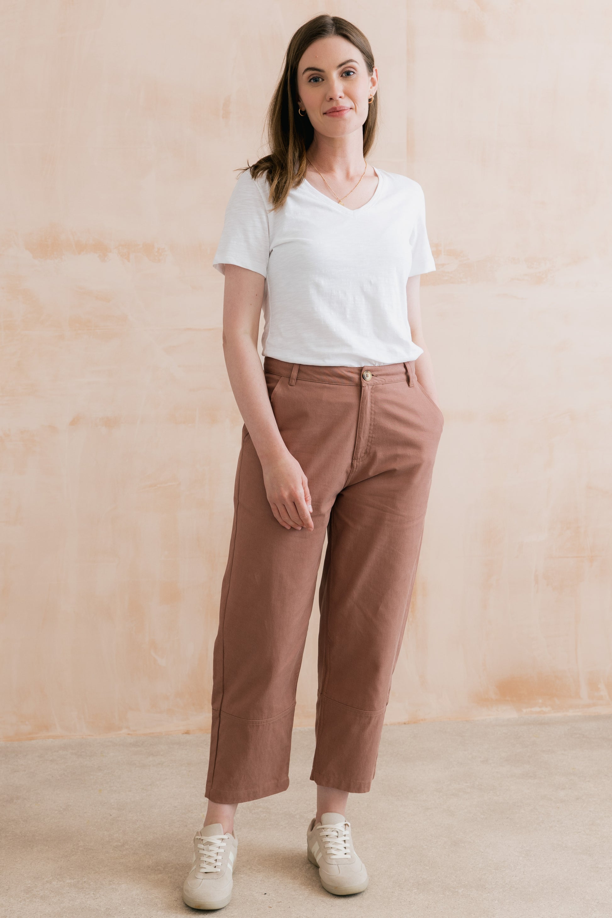 Lily & Me Clarisa tapered trouser in tencel antique pink - [shop_name Strathaven] [womens clothing]