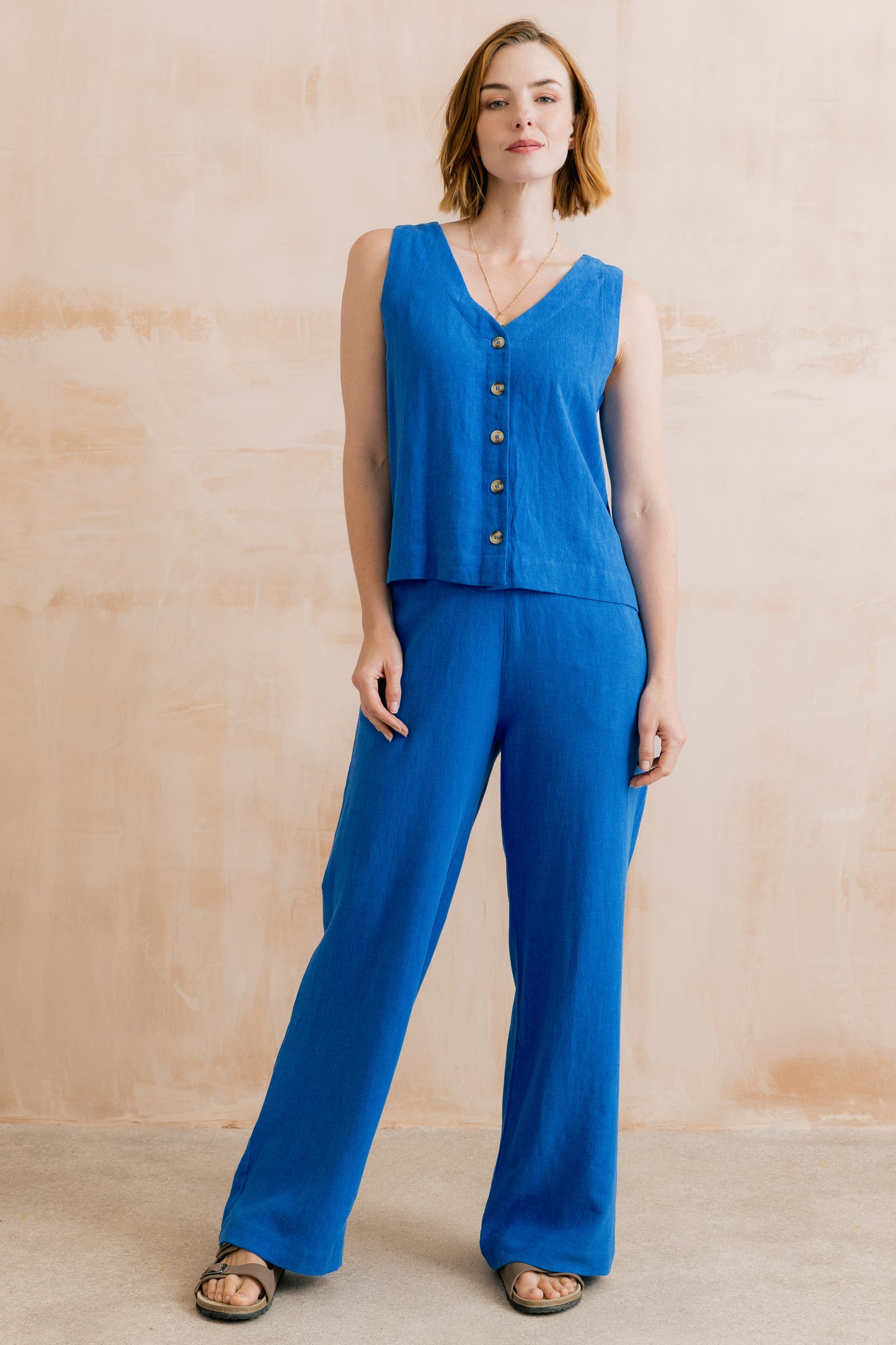 Lily & Me Allium button front top in cobalt - [shop_name Strathaven] [womens clothing]