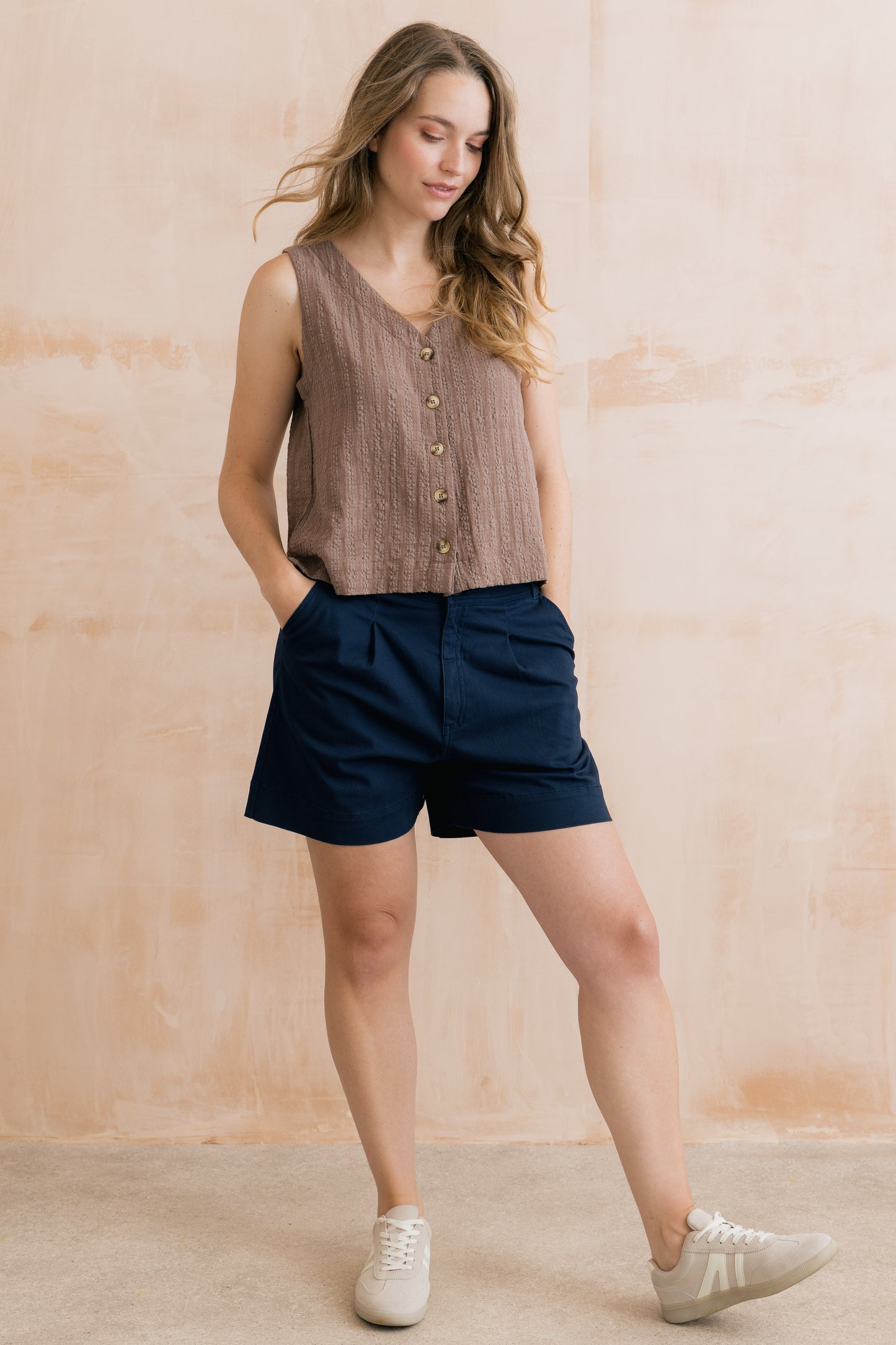 Lily & Me Allium two way vest in mocha - [shop_name Strathaven] [womens clothing]