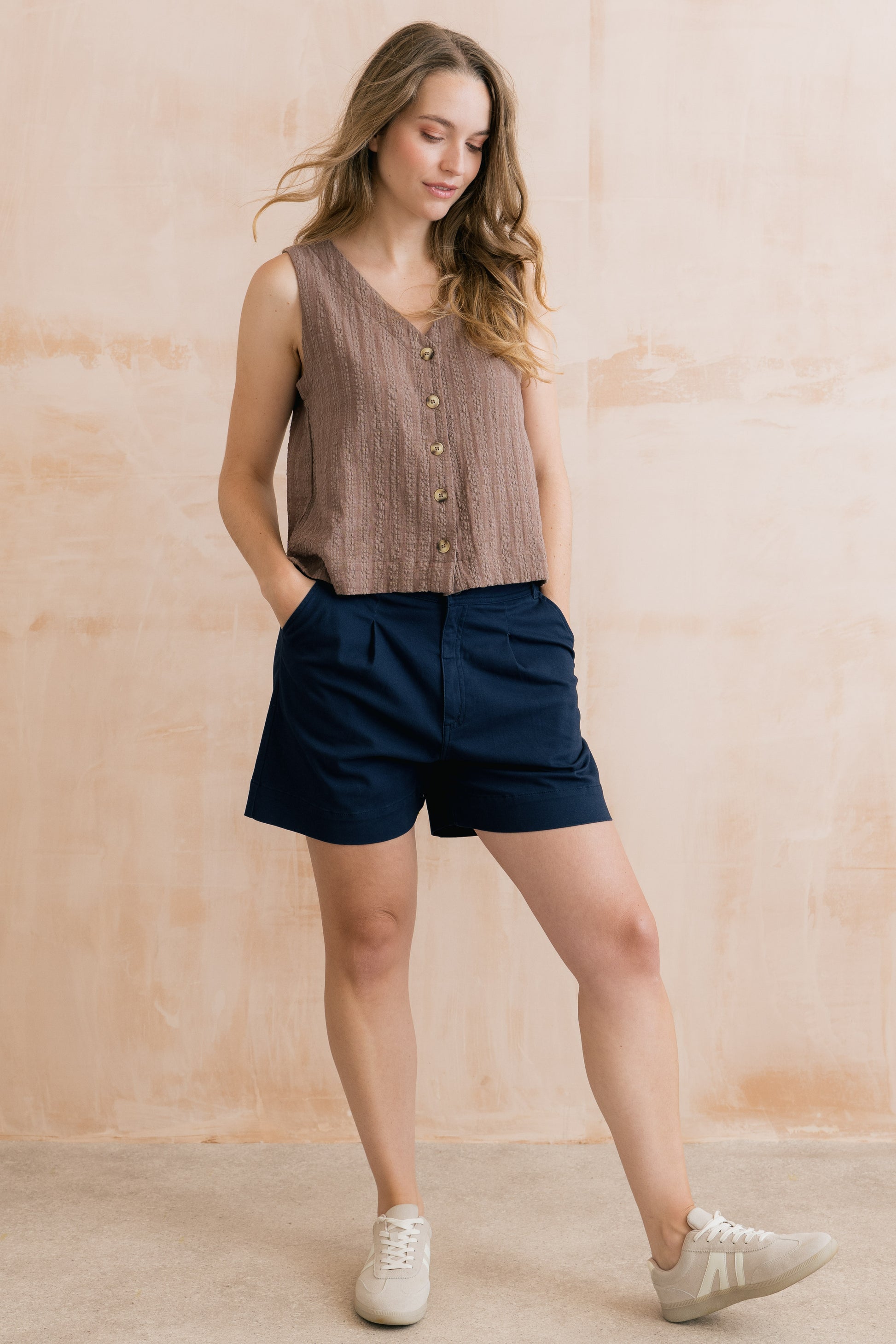 Lily & Me Allium two way vest in mocha - [shop_name Strathaven] [womens clothing]