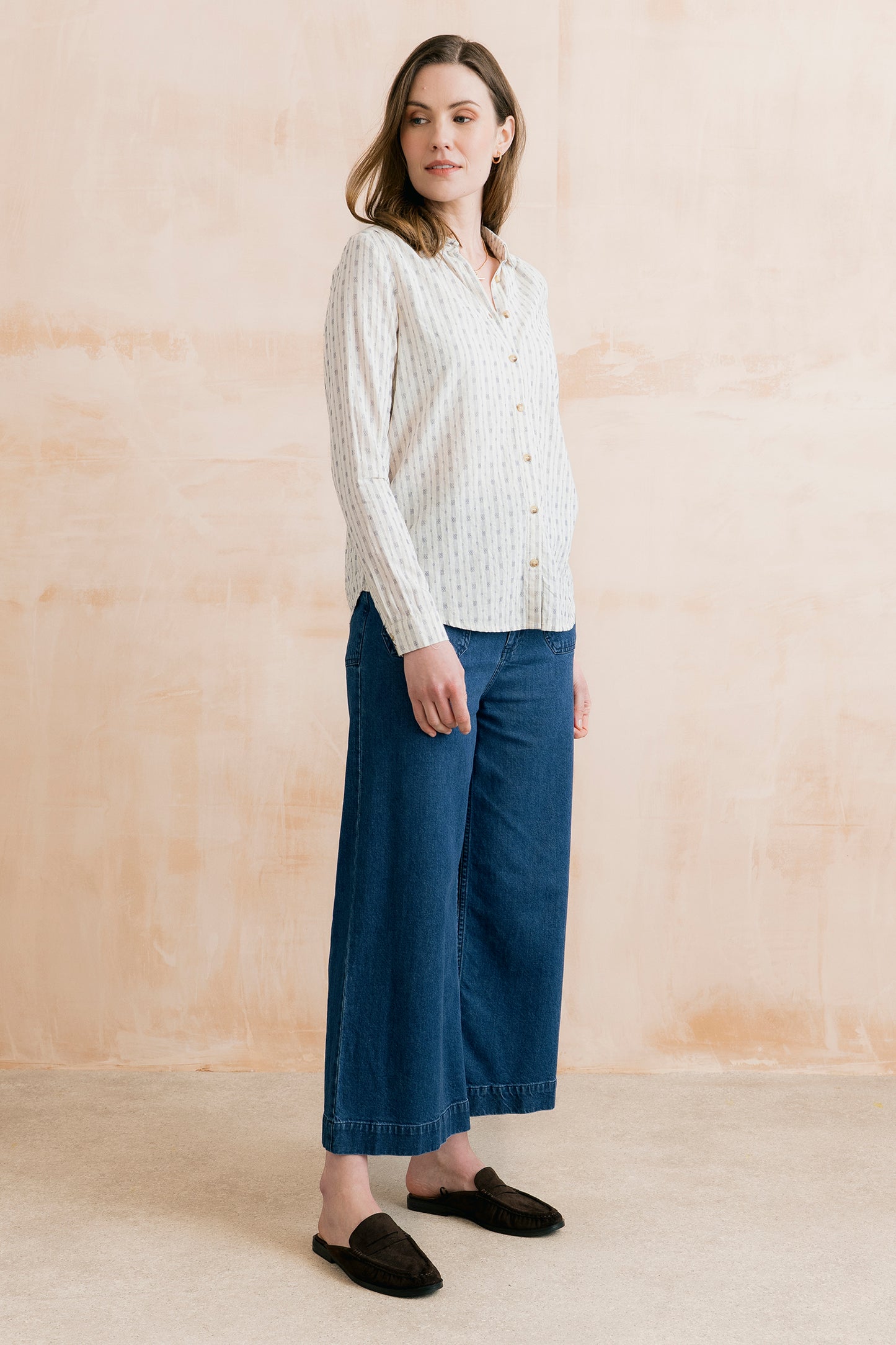 Lily & Me Beech embroidered shirt in geo stripe - [shop_name Strathaven] [womens clothing]