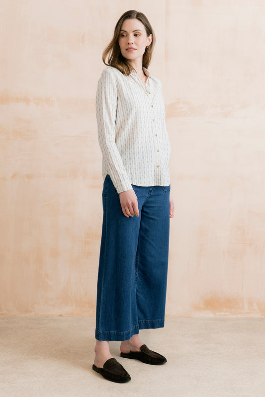 Lily & Me Beech embroidered shirt in geo stripe - [shop_name Strathaven] [womens clothing]