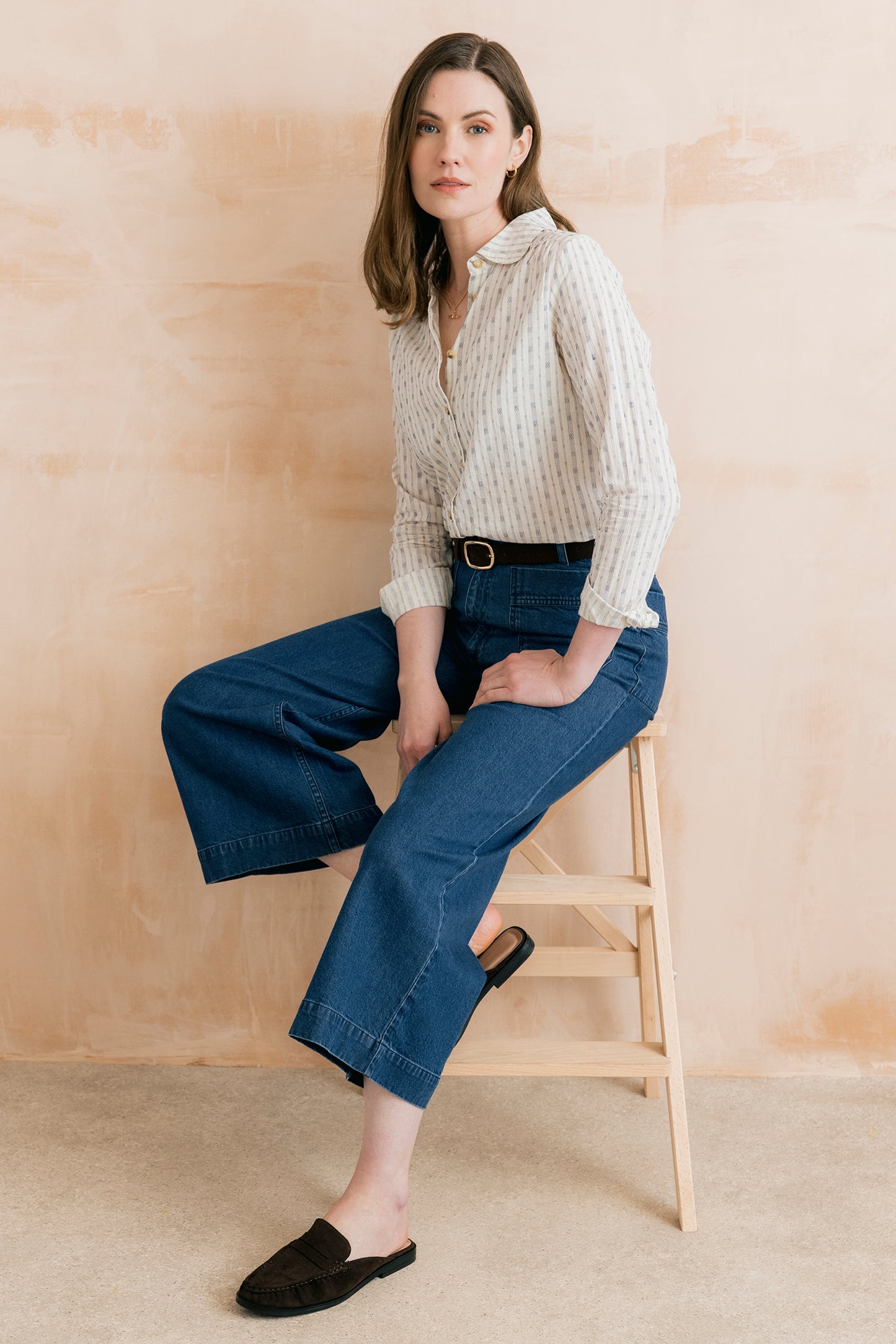 Lily & Me Beech embroidered shirt in geo stripe - [shop_name Strathaven] [womens clothing]