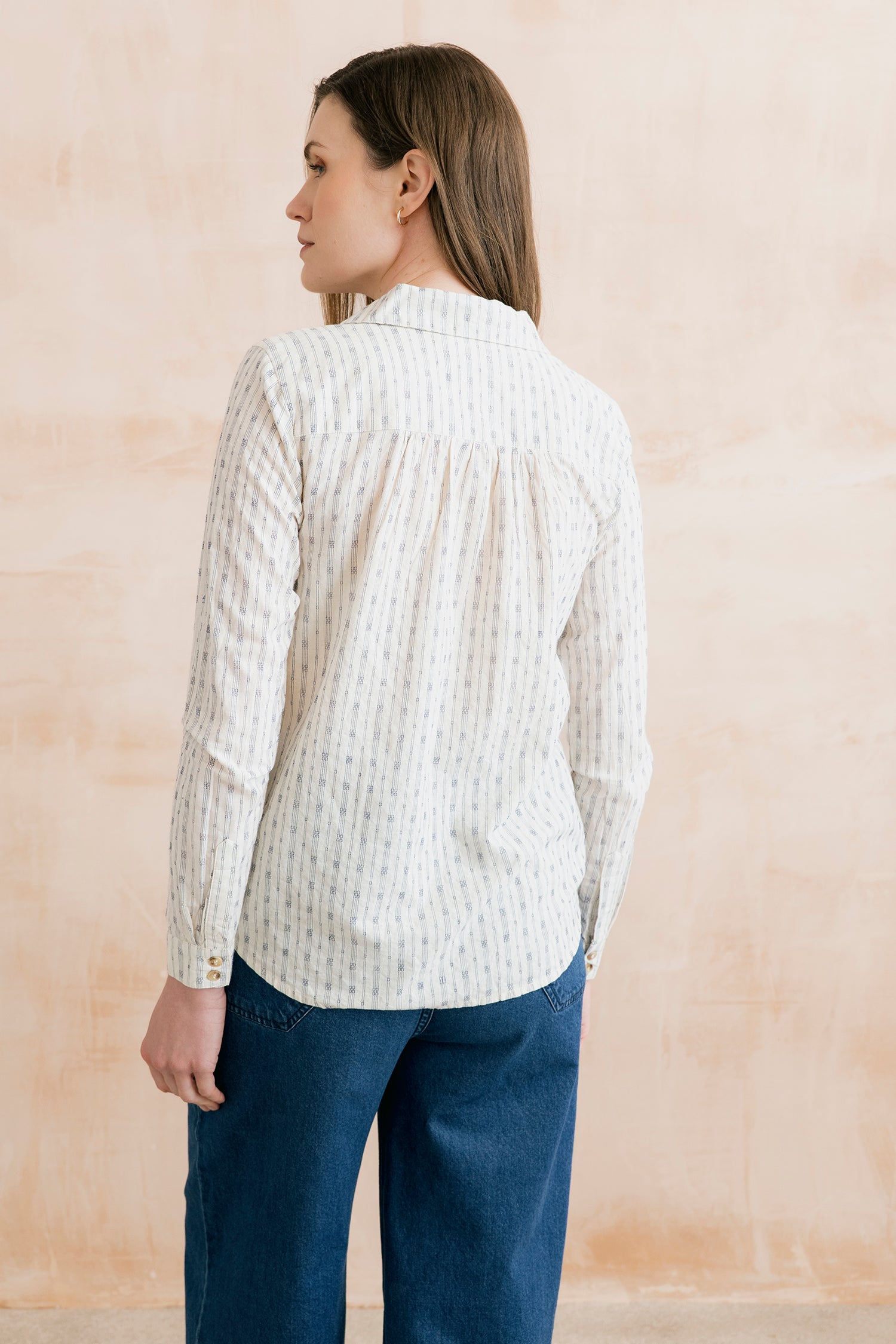 Lily & Me Beech embroidered shirt in geo stripe - [shop_name Strathaven] [womens clothing]