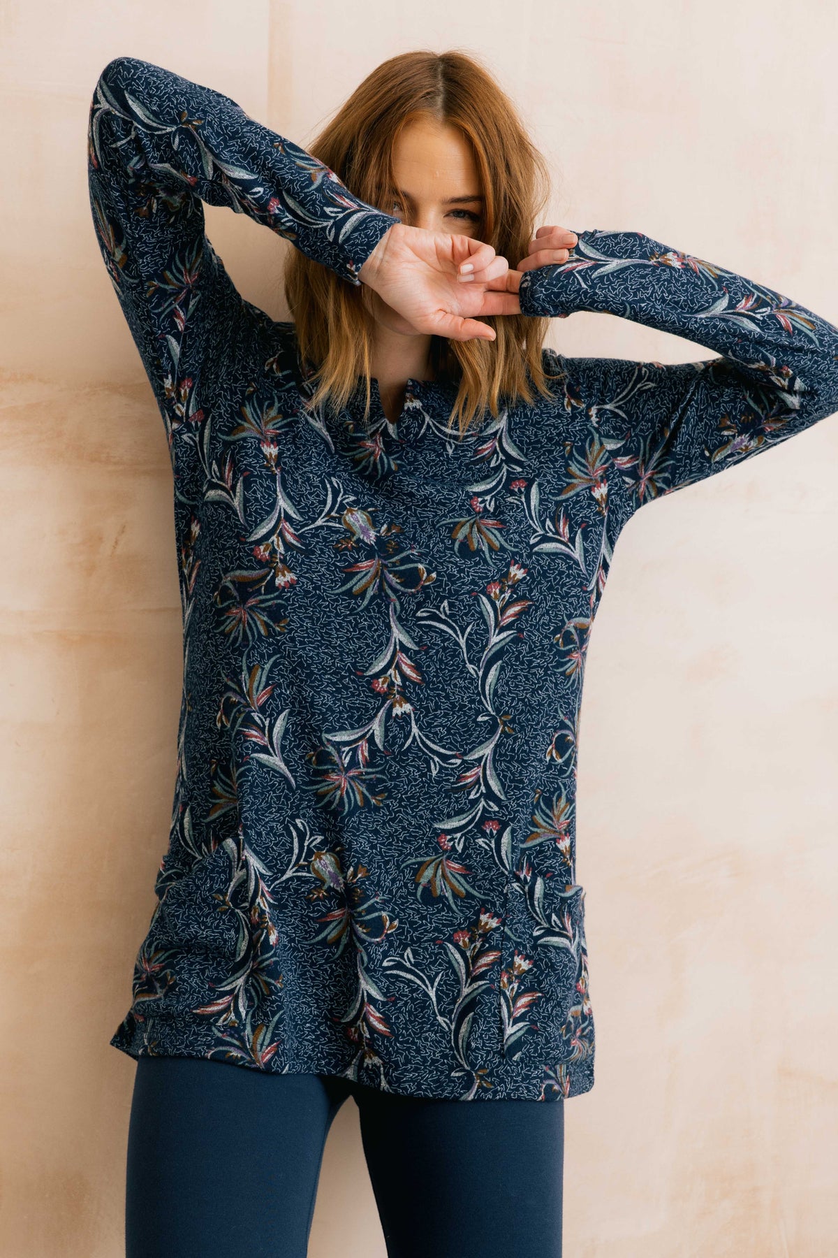 Lily & Me Maple Tunic Herbarium in navy - [shop_name Strathaven] [womens clothing]