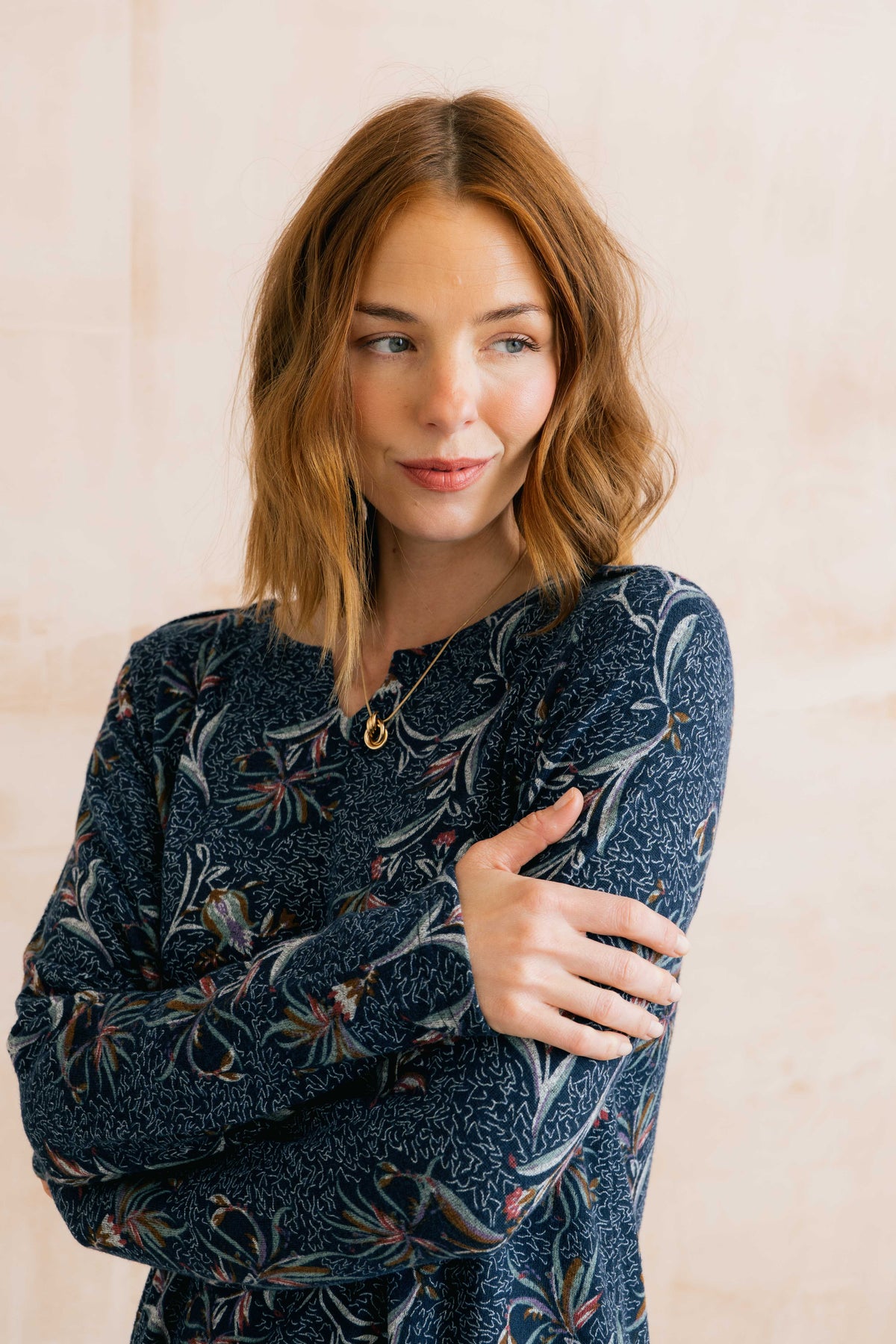 Lily & Me Maple Tunic Herbarium in navy - [shop_name Strathaven] [womens clothing]