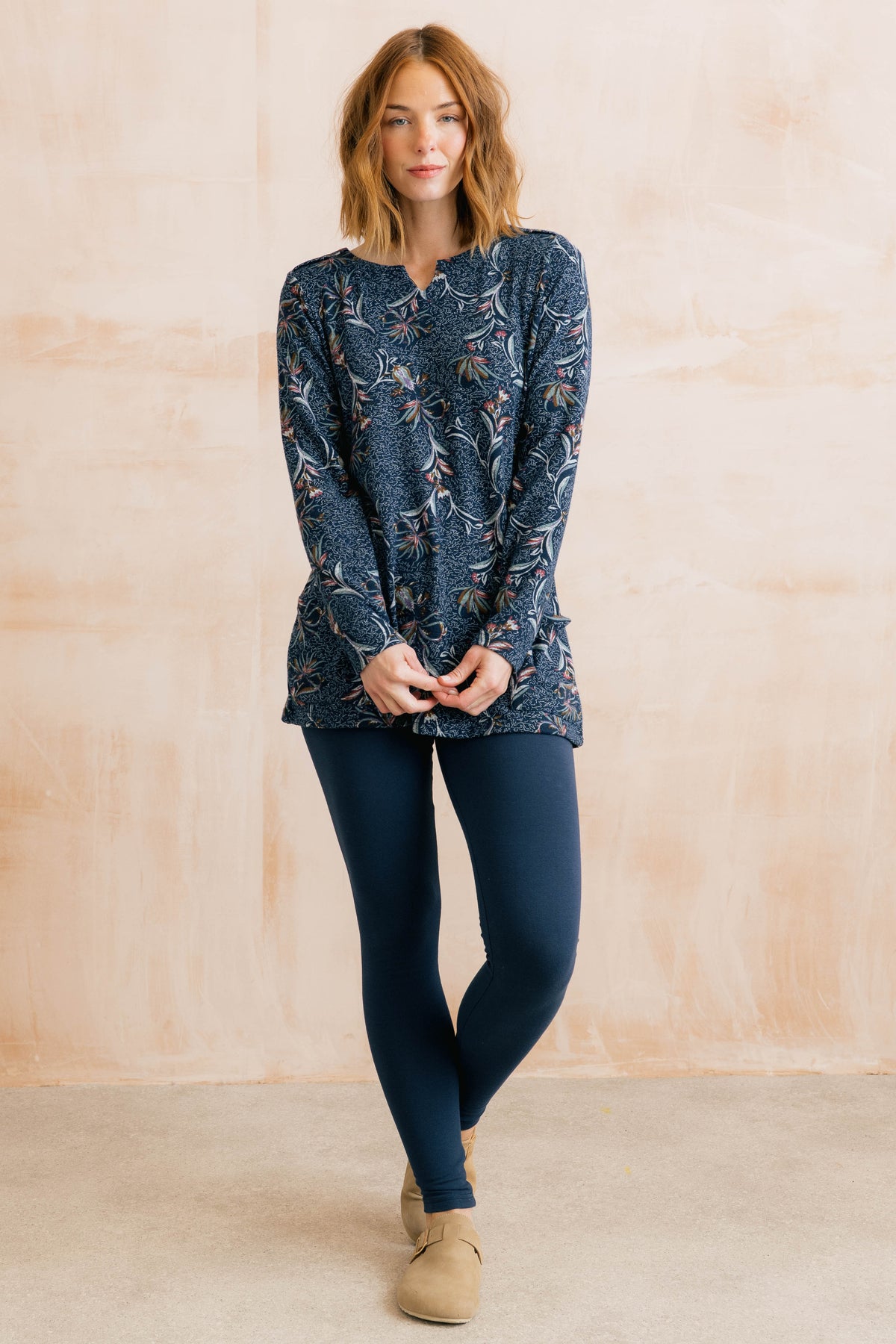 Lily & Me Maple Tunic Herbarium in navy - [shop_name Strathaven] [womens clothing]