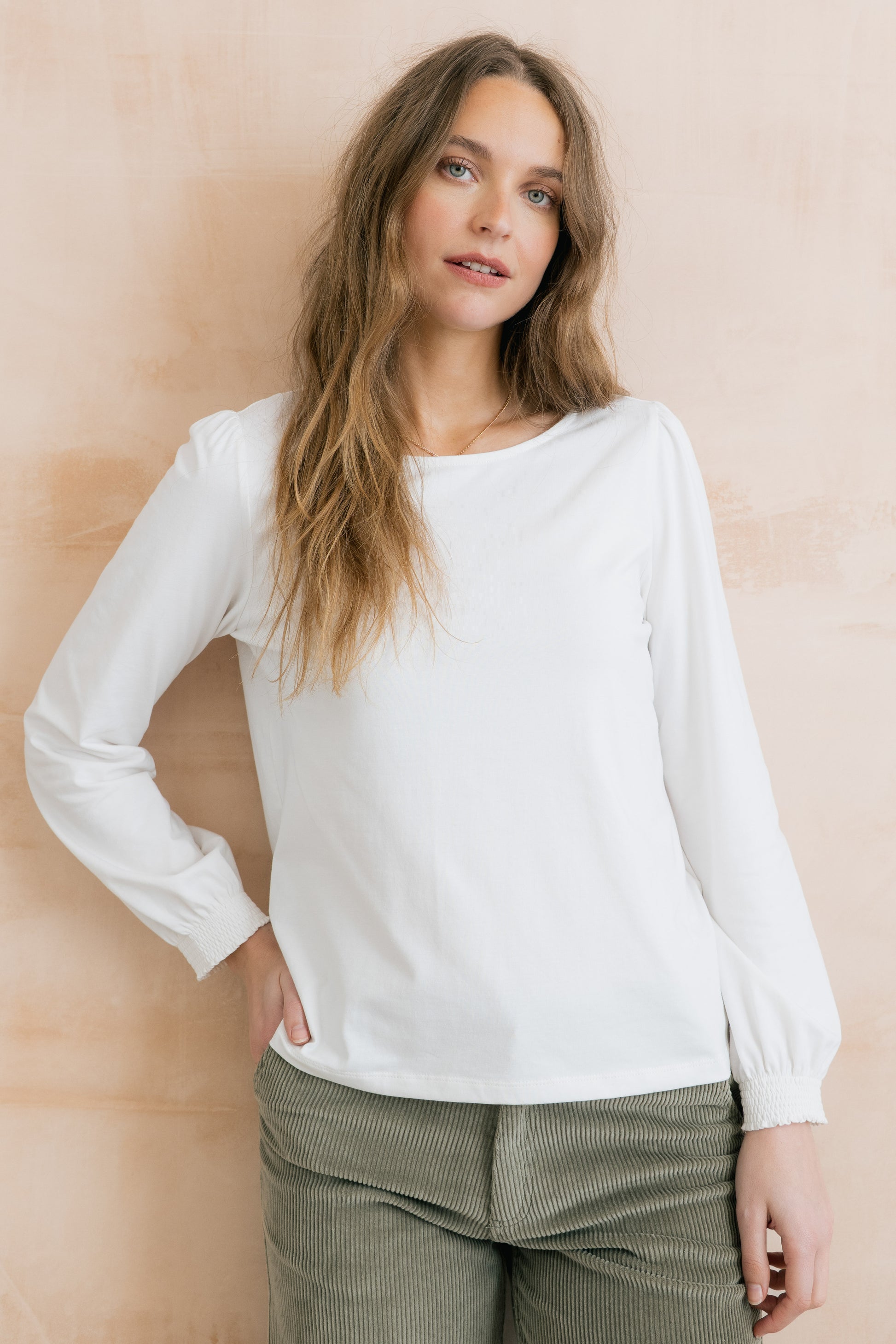 Lily & Me Caroline plain cotton top in white - [shop_name Strathaven] [womens clothing]