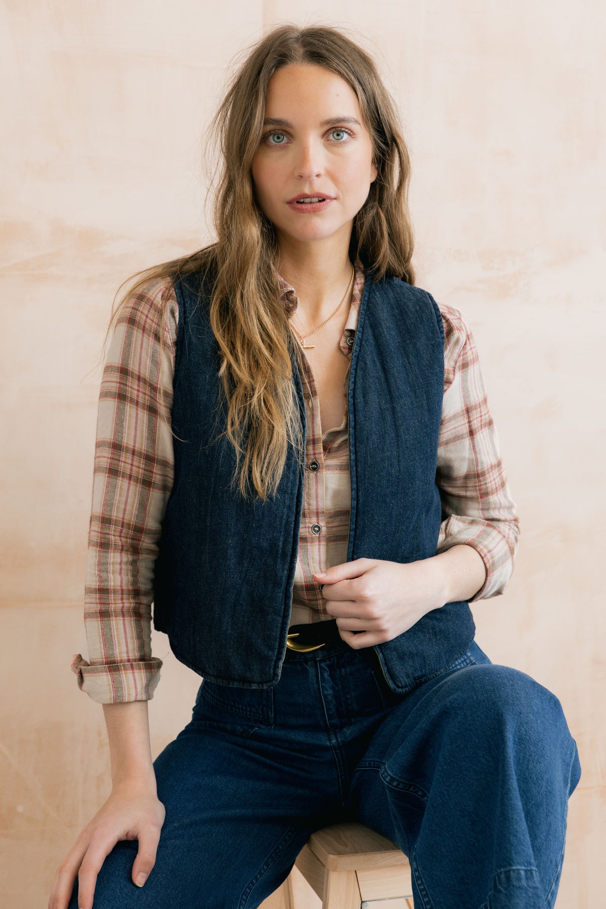 Lily & Me Pavilion reversible gilet in olive and blue - [shop_name Strathaven] [womens clothing]