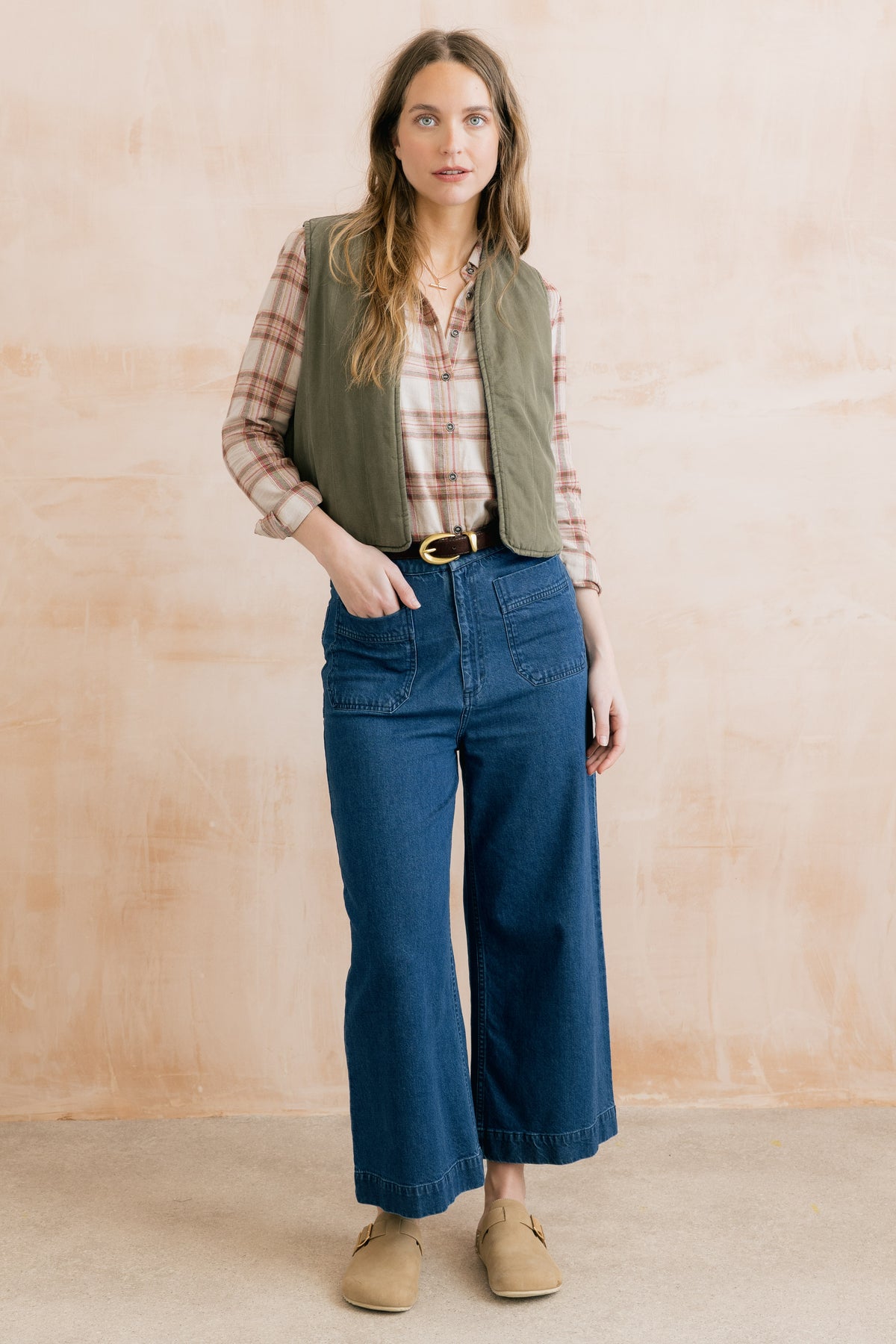 Lily & Me Pavilion reversible gilet in olive and blue - [shop_name Strathaven] [womens clothing]
