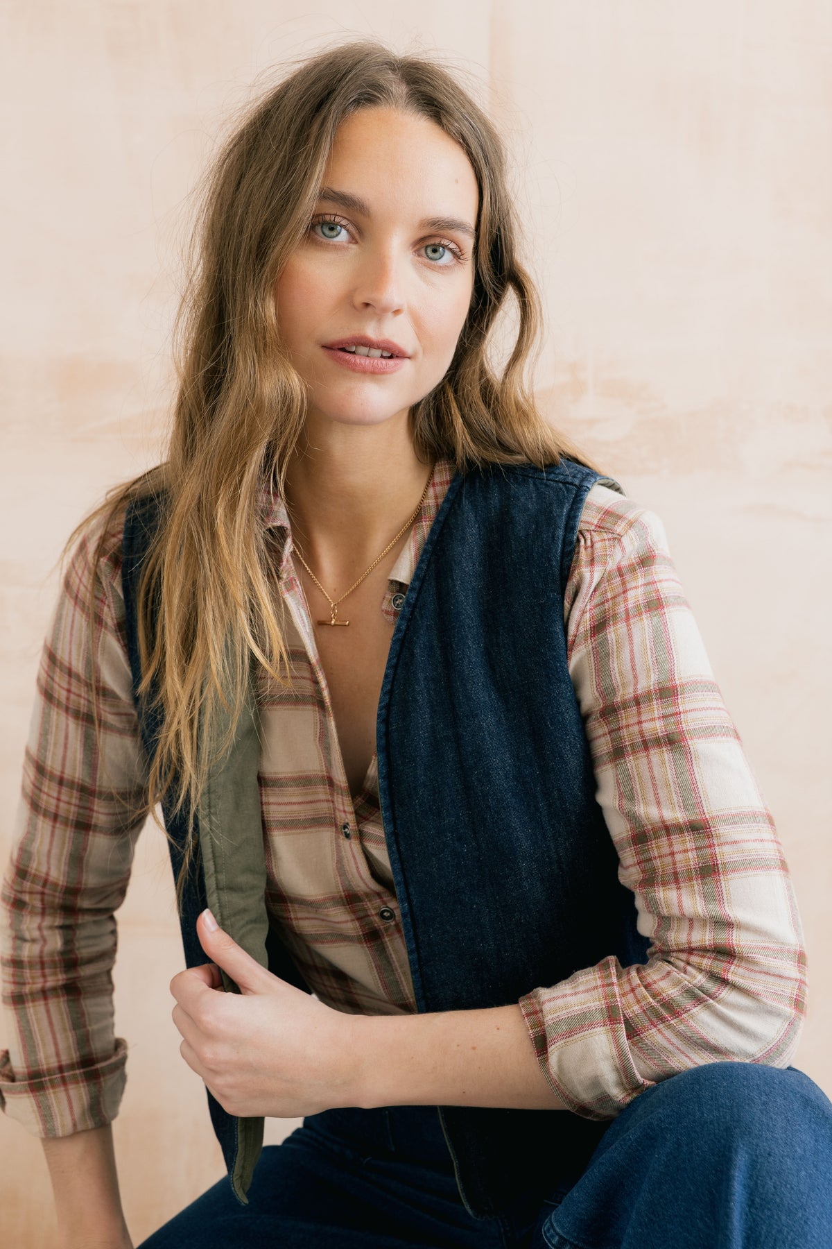 Lily & Me Pavilion reversible gilet in olive and blue - [shop_name Strathaven] [womens clothing]
