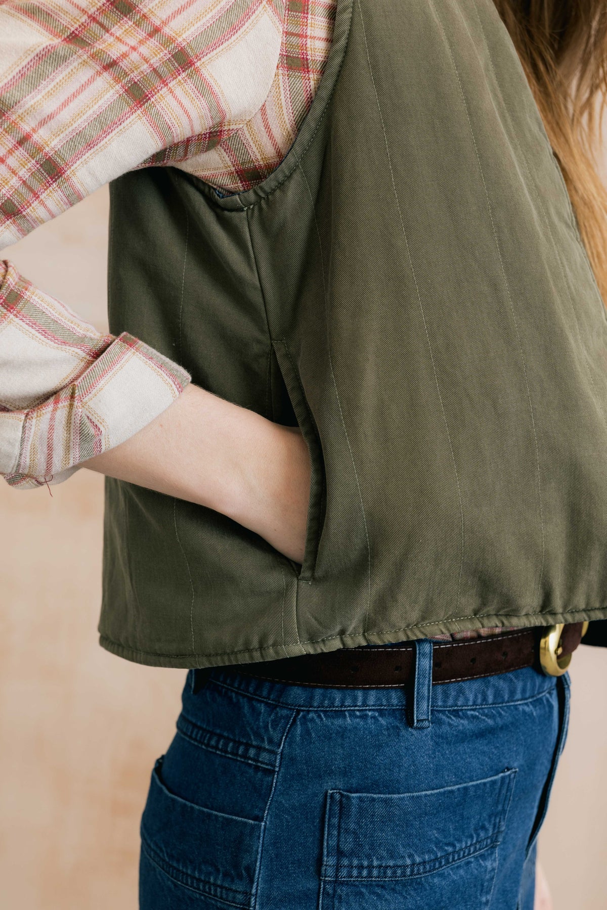 Lily & Me Pavilion reversible gilet in olive and blue - [shop_name Strathaven] [womens clothing]