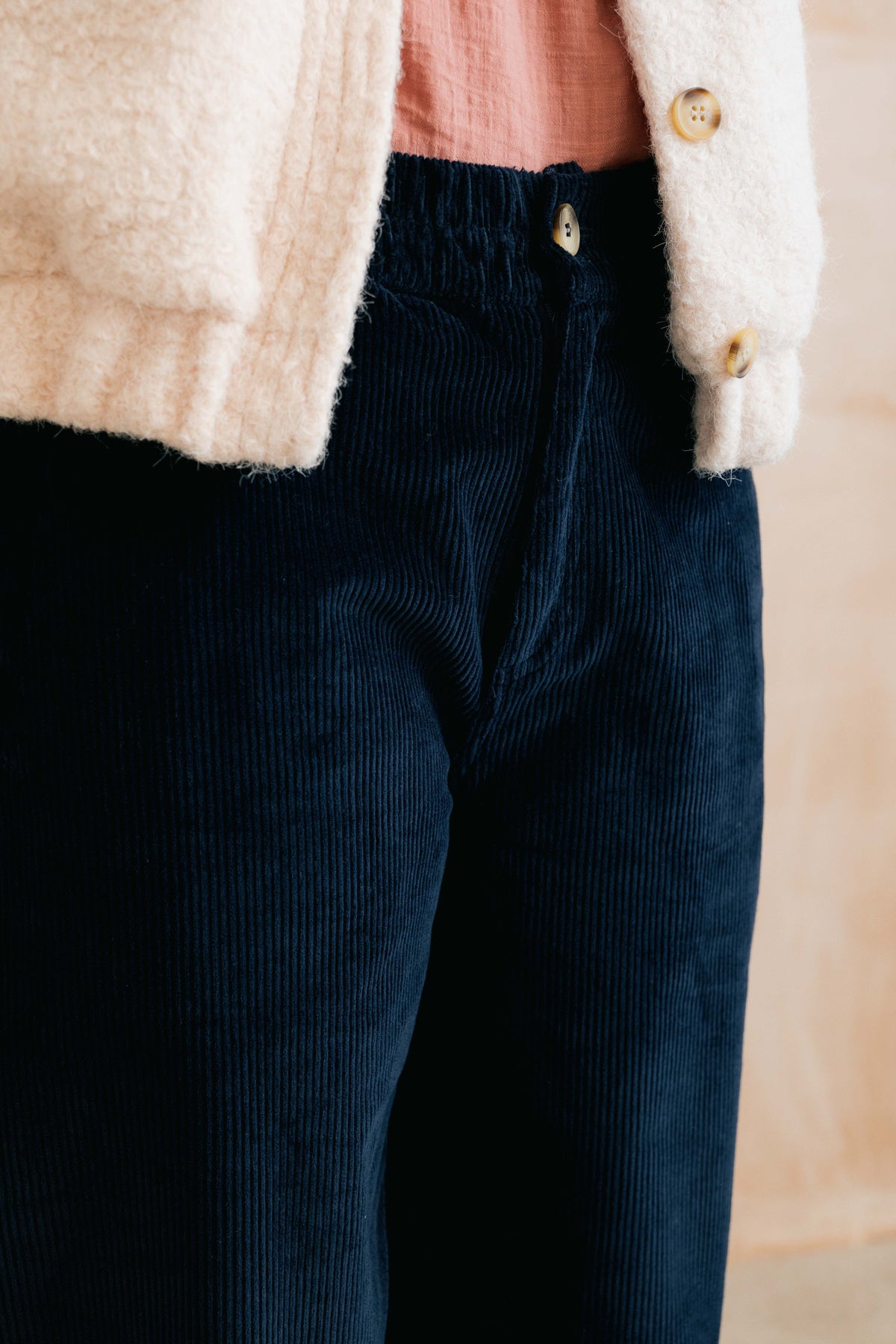 Lily & Me Shirin Trouser in plain navy cord - [shop_name Strathaven] [womens clothing]