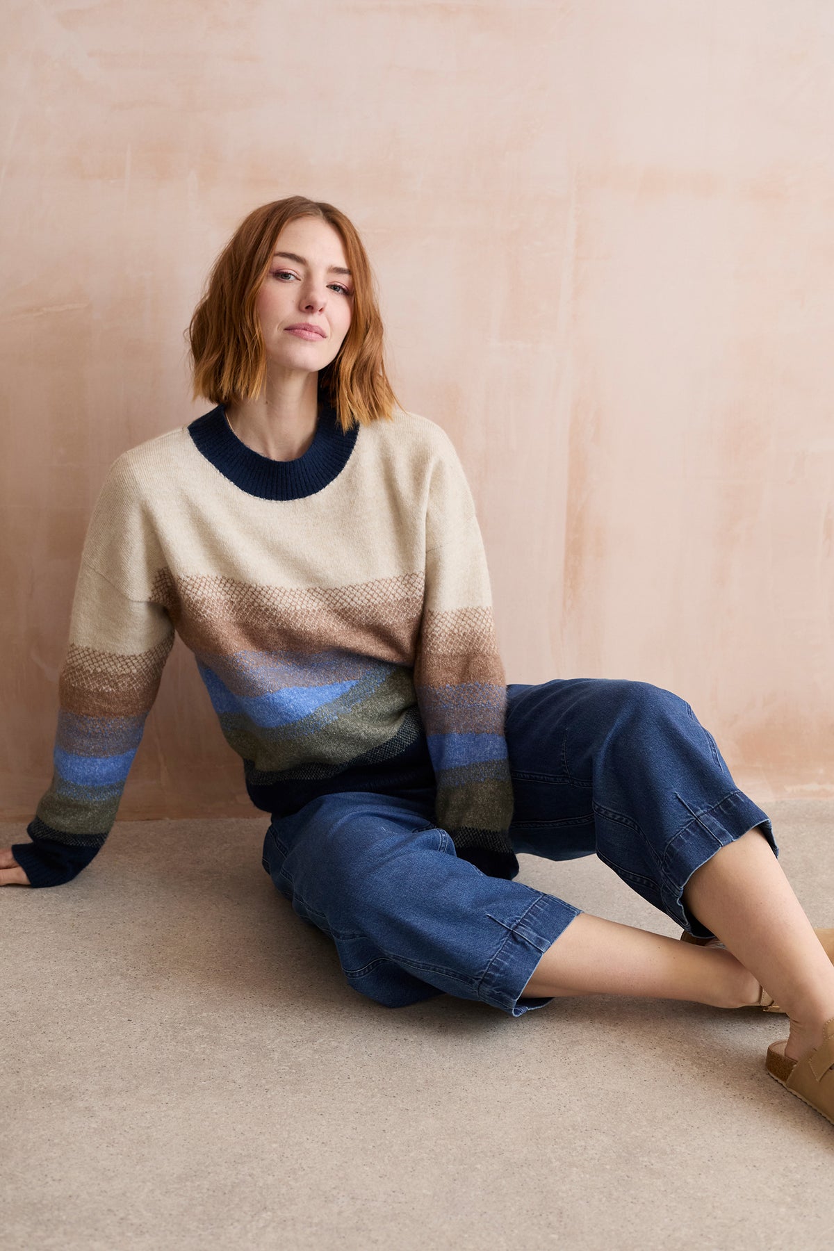 Lily & Me Artist sweater in colour block oatmeal - [shop_name Strathaven] [womens clothing]