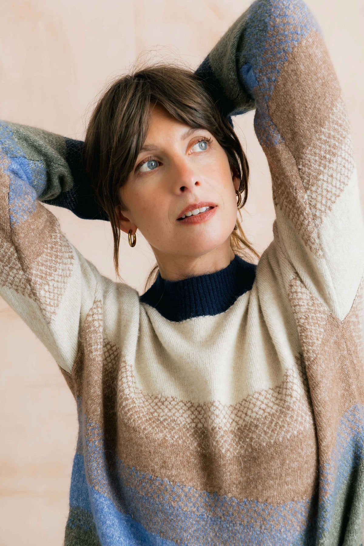 Lily & Me Artist sweater in colour block oatmeal - [shop_name Strathaven] [womens clothing]