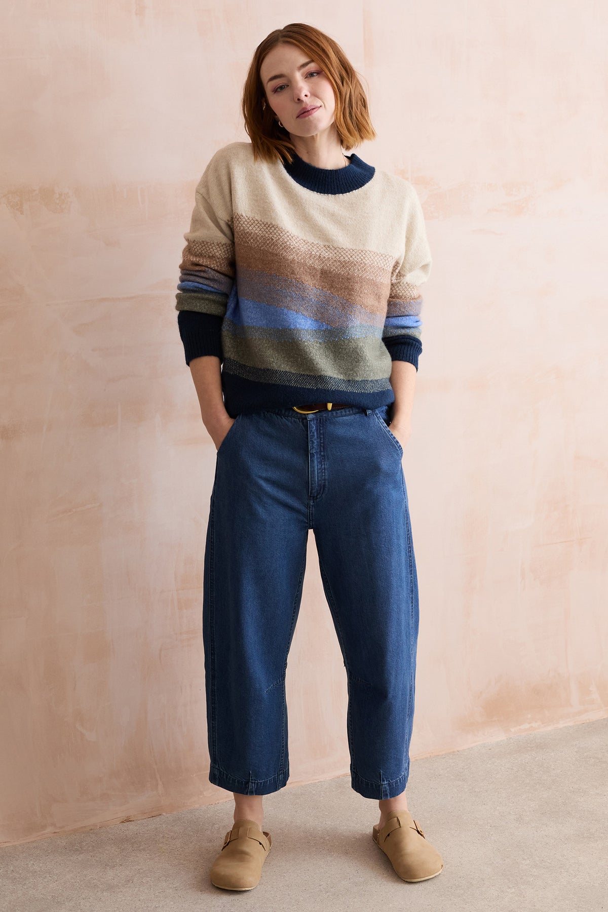 Lily & Me Artist sweater in colour block oatmeal - [shop_name Strathaven] [womens clothing]